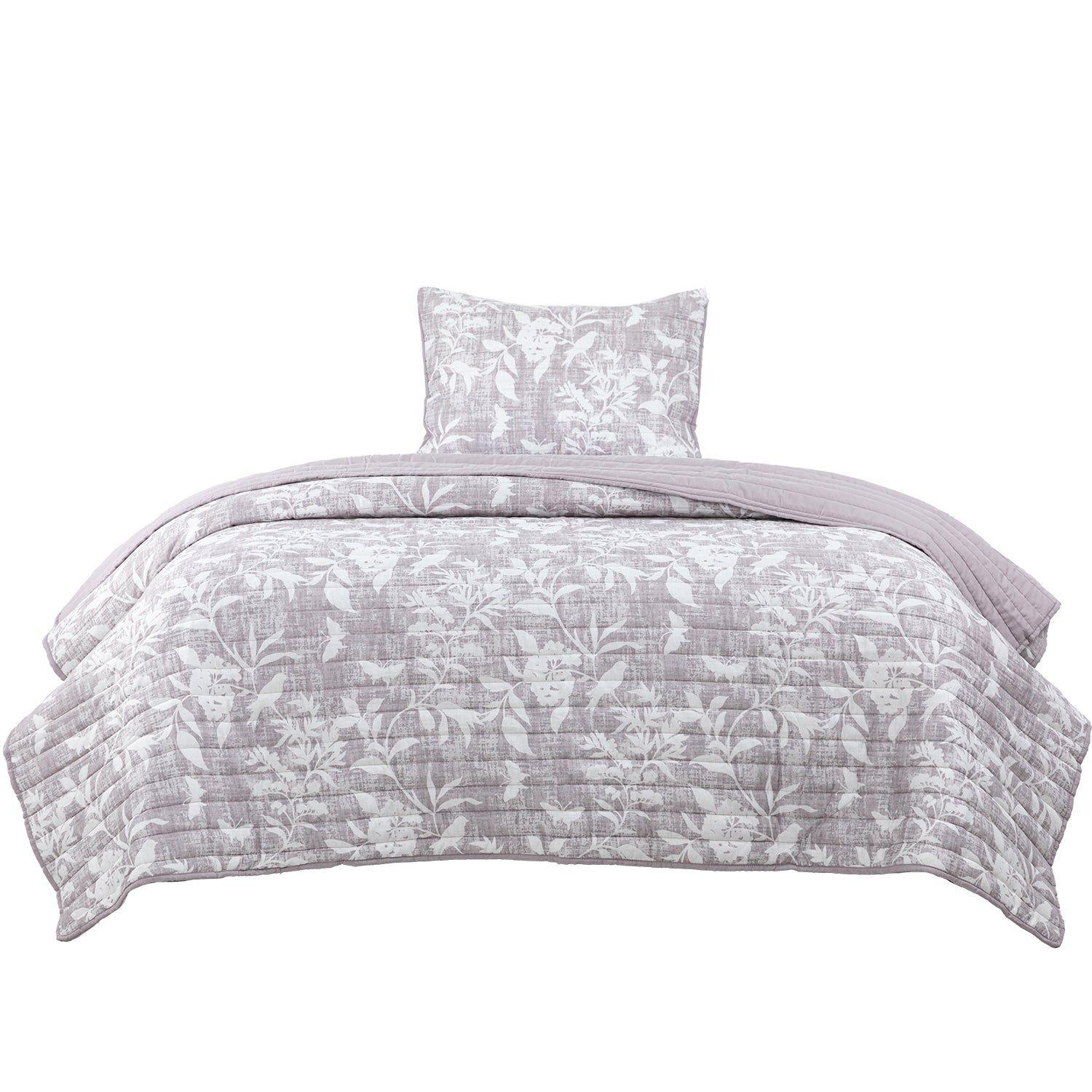 Quilt Reversible Estam 1.5P Flores Gris-2