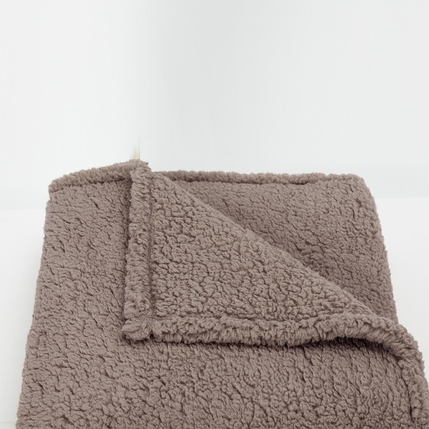 Manta Sherpa 125X150 Sevilla Gris - Café-2