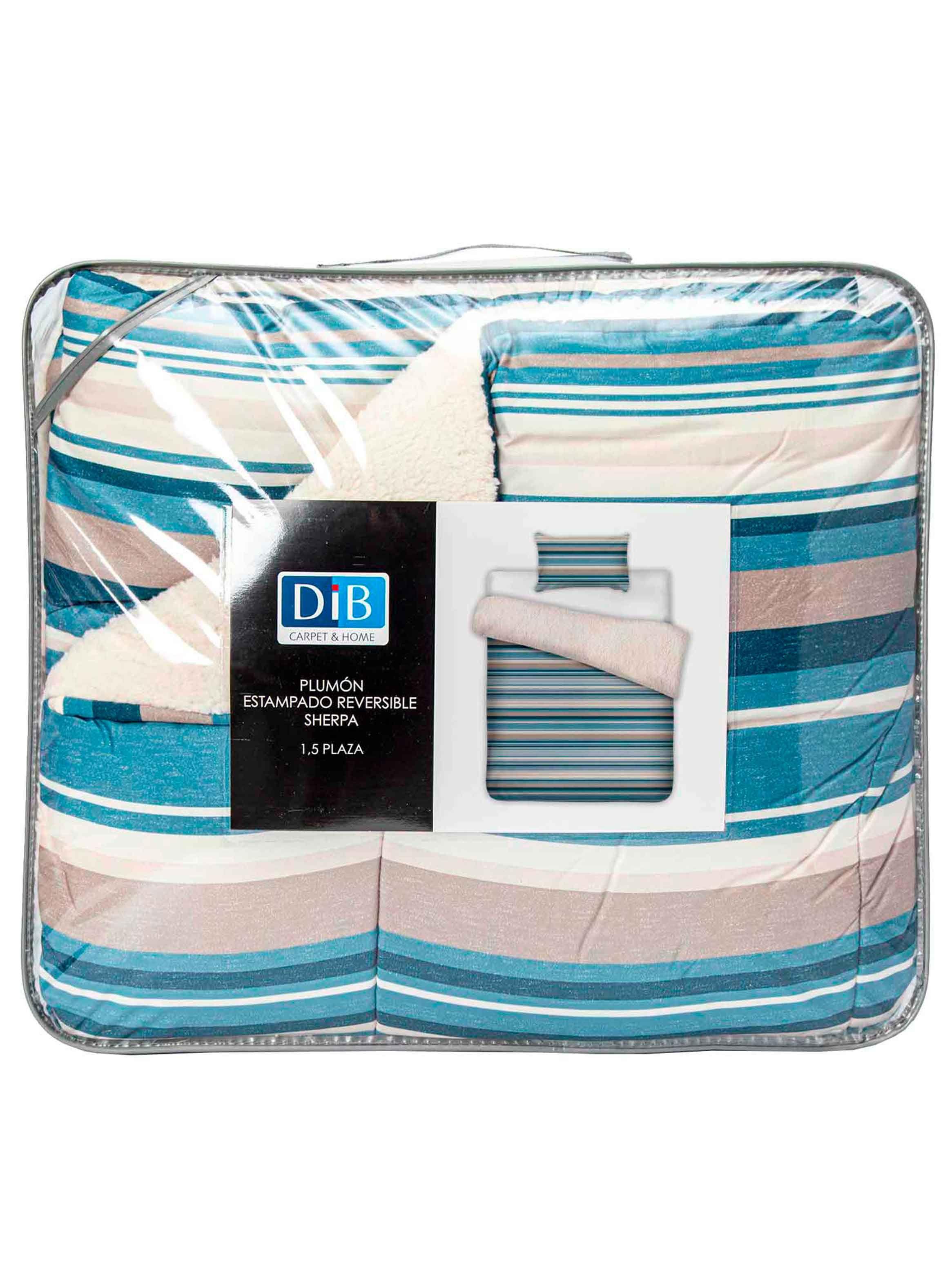 Plumon  Reversible Sherpa 1.5 Plaza Lineas Azul-4