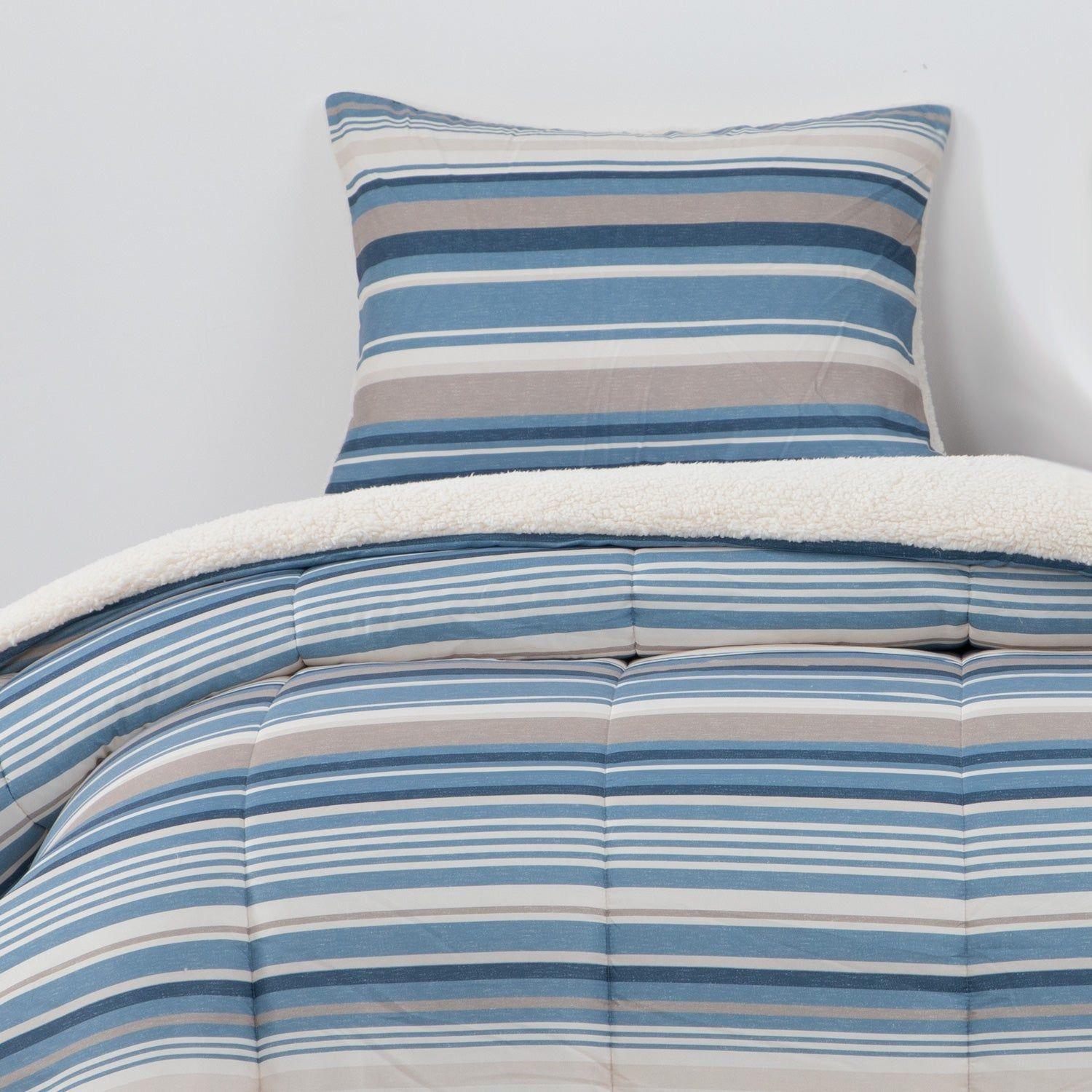 Plumon  Reversible Sherpa 1.5 Plaza Lineas Azul-0