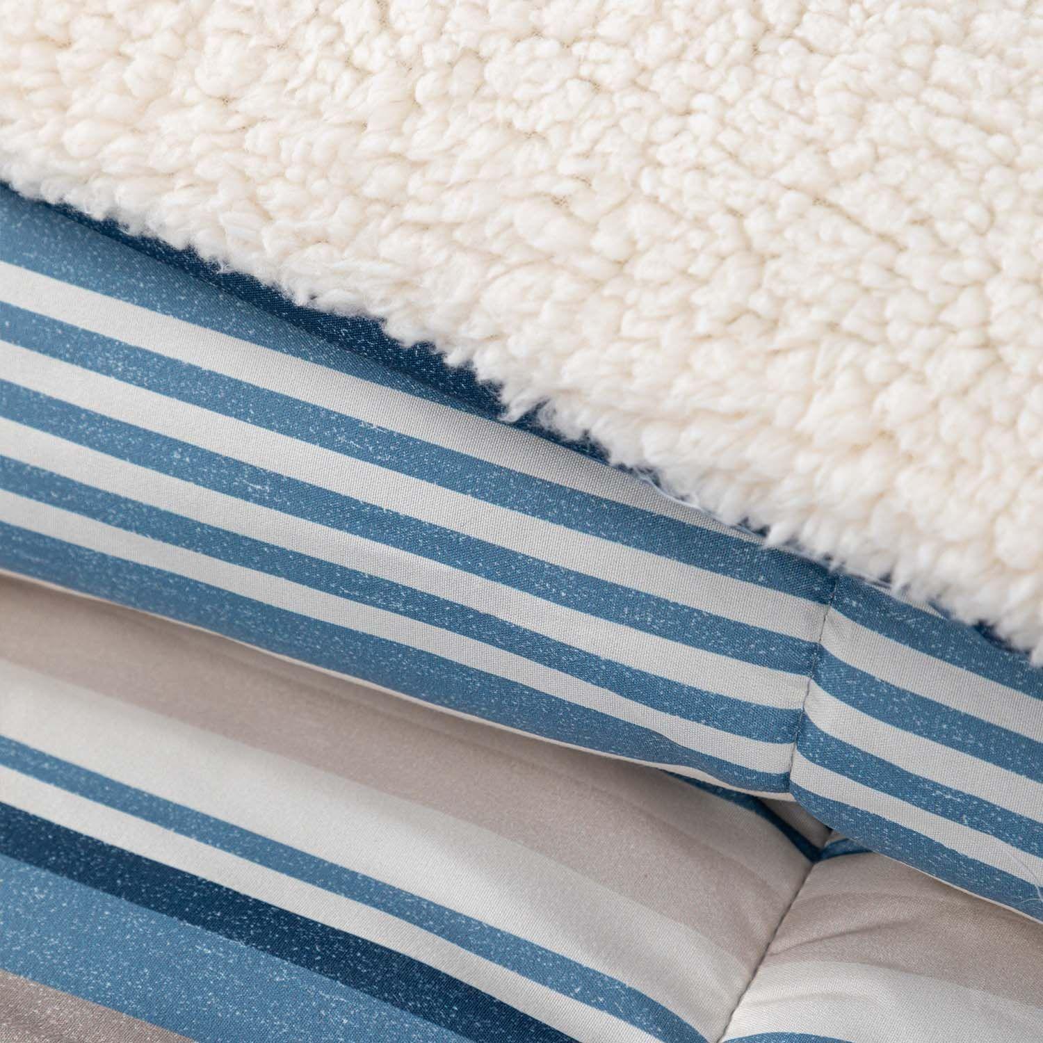 Plumon  Reversible Sherpa 1.5 Plaza Lineas Azul-1