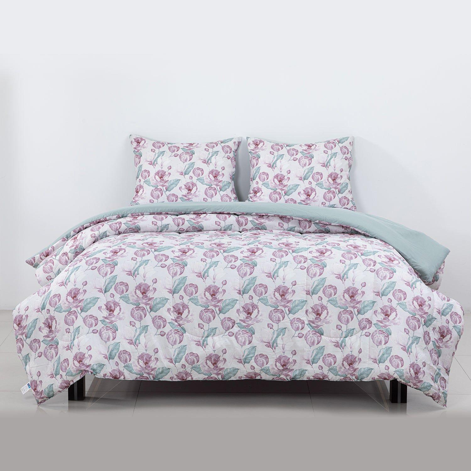 Plumon Rev Estam 2P Flores Rosa-Beige-2