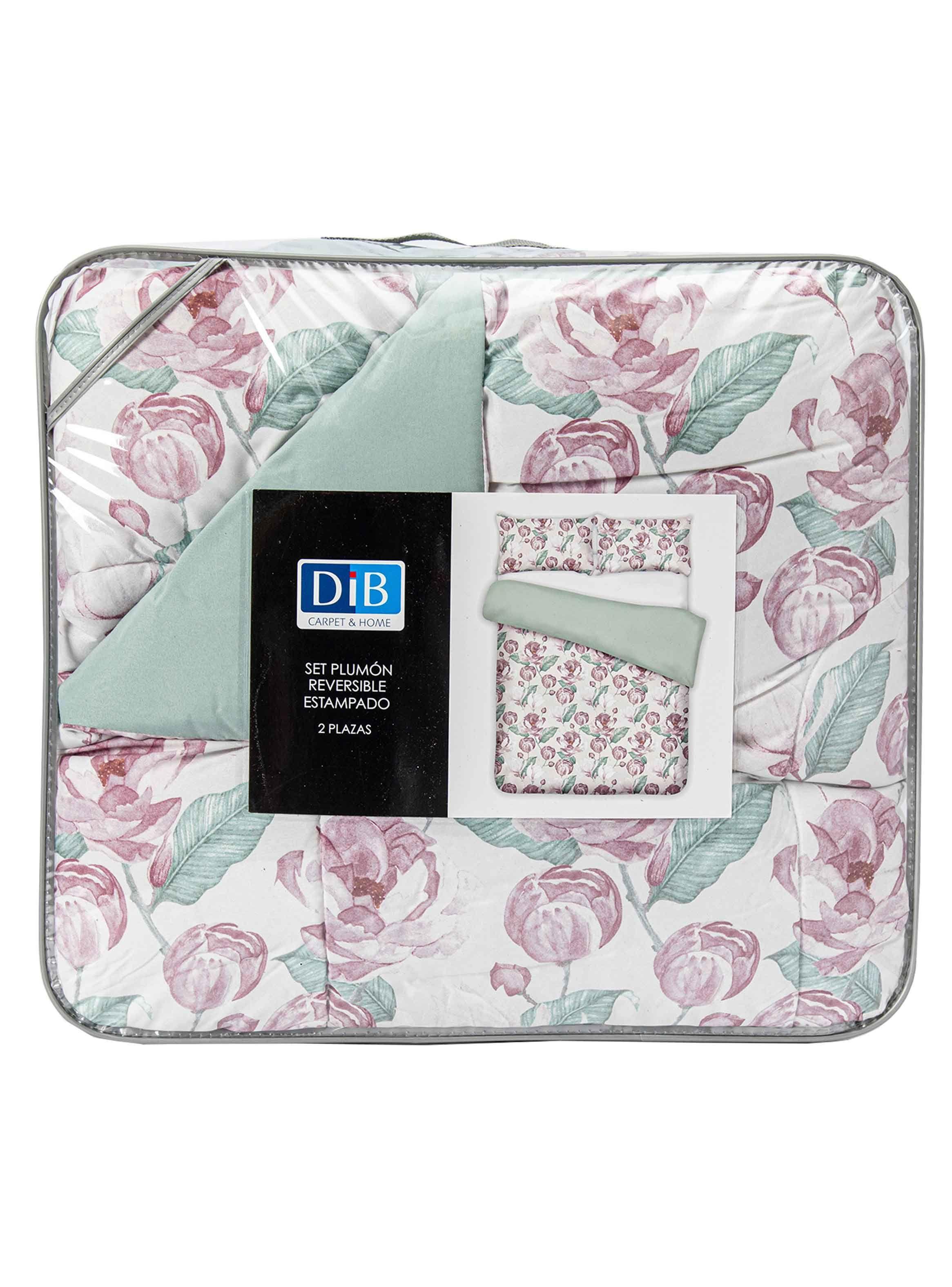Plumon Rev Estam 2P Flores Rosa-Beige-3