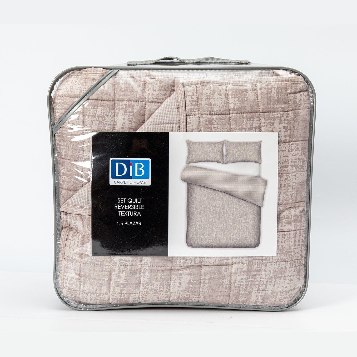 Quilt Reversible Textura 1.5P Taupe-1