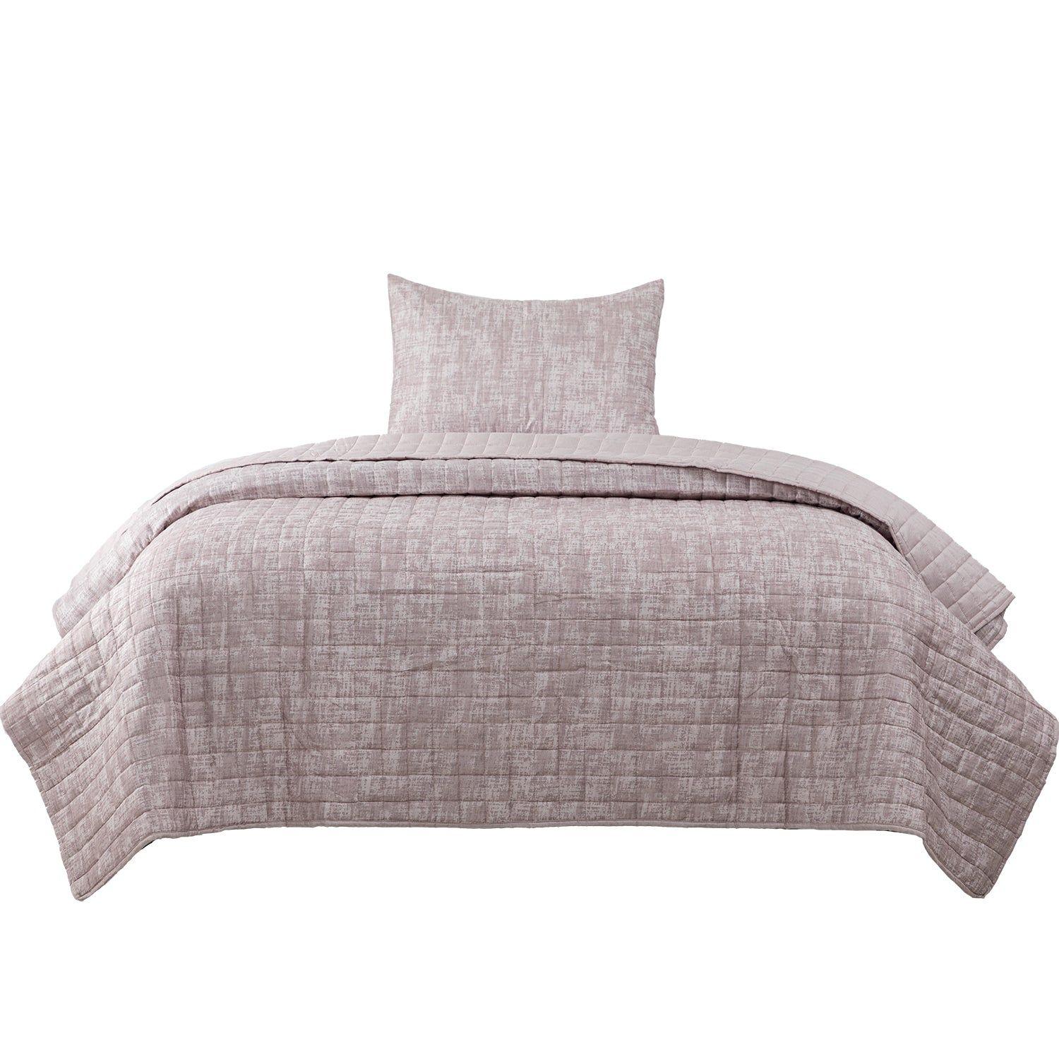 Quilt Reversible Textura 1.5P Taupe-2