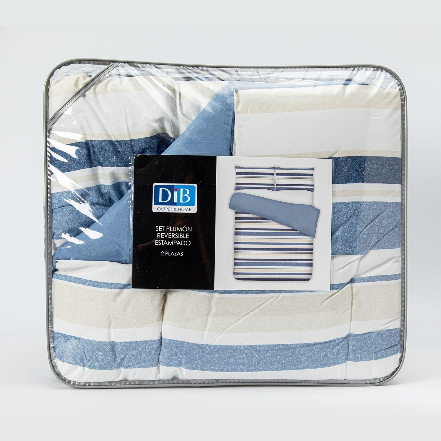 Plumon Rev Estam 2P Rayas Azul- Beige-5