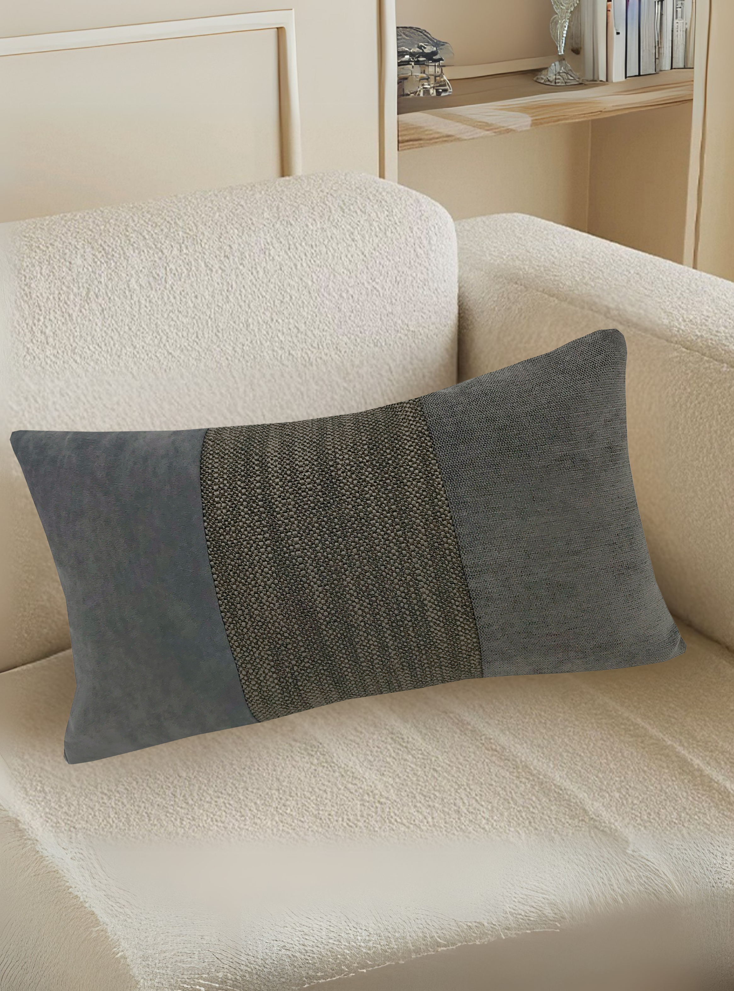 Cojin Patchwork  Rectangular Gris 30X50-3