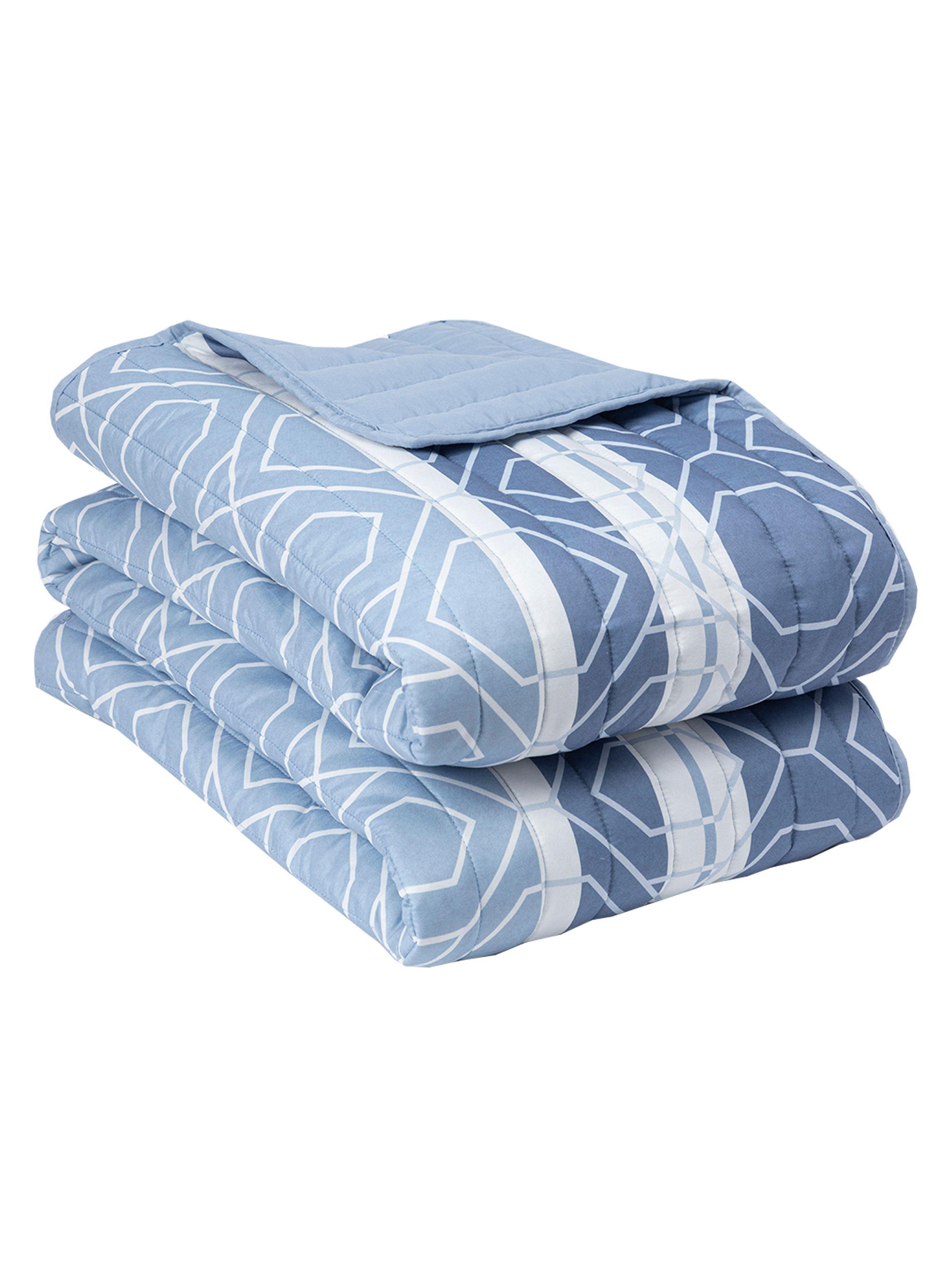 Quilt Reversible Estam 1.5P Rayas Azul-2