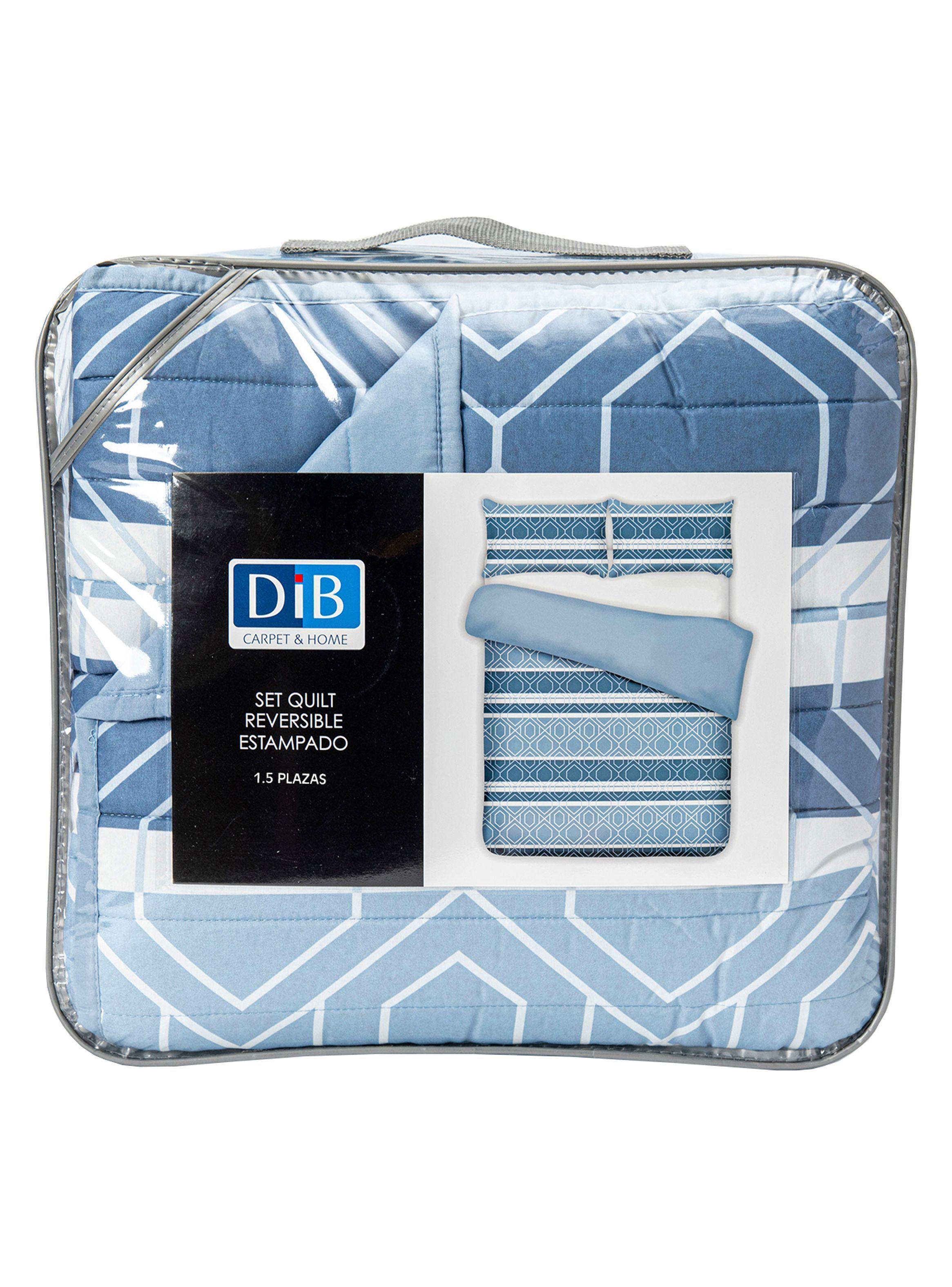 Quilt Reversible Estam 1.5P Rayas Azul-4