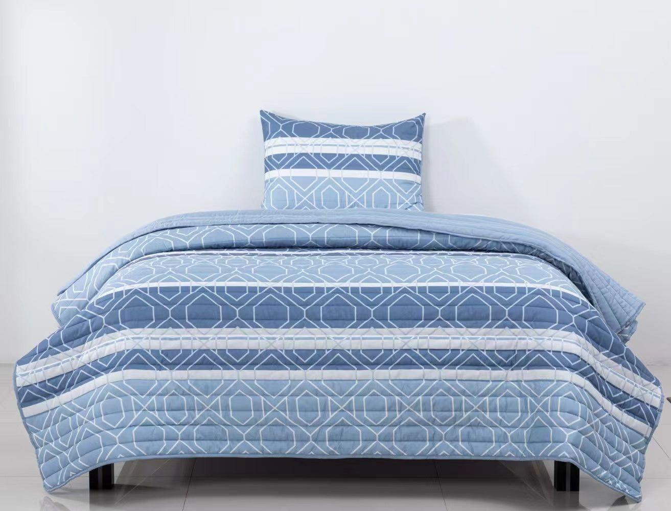 Quilt Reversible Estam 1.5P Rayas Azul-2