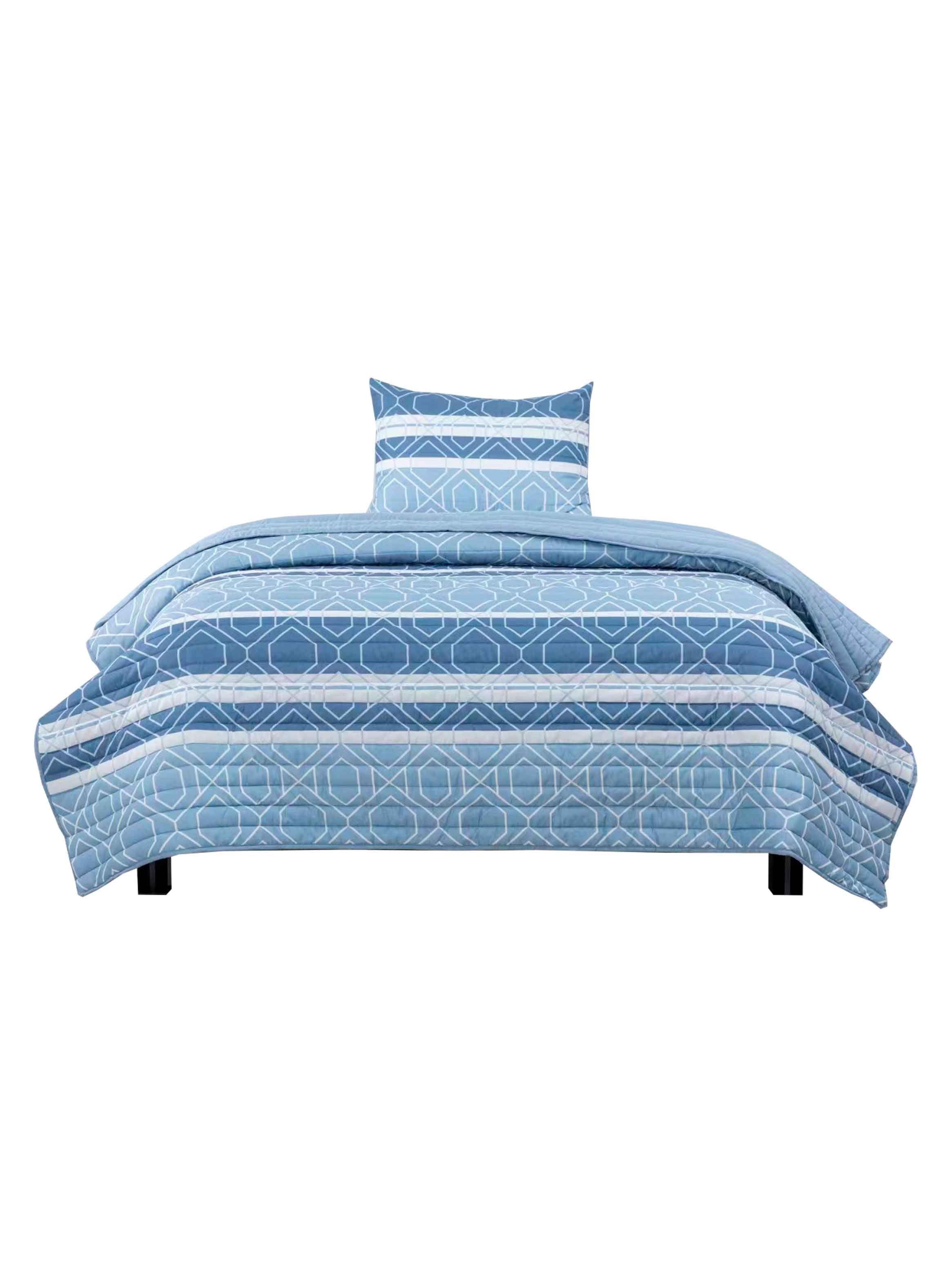Quilt Reversible Estam 1.5P Rayas Azul-2
