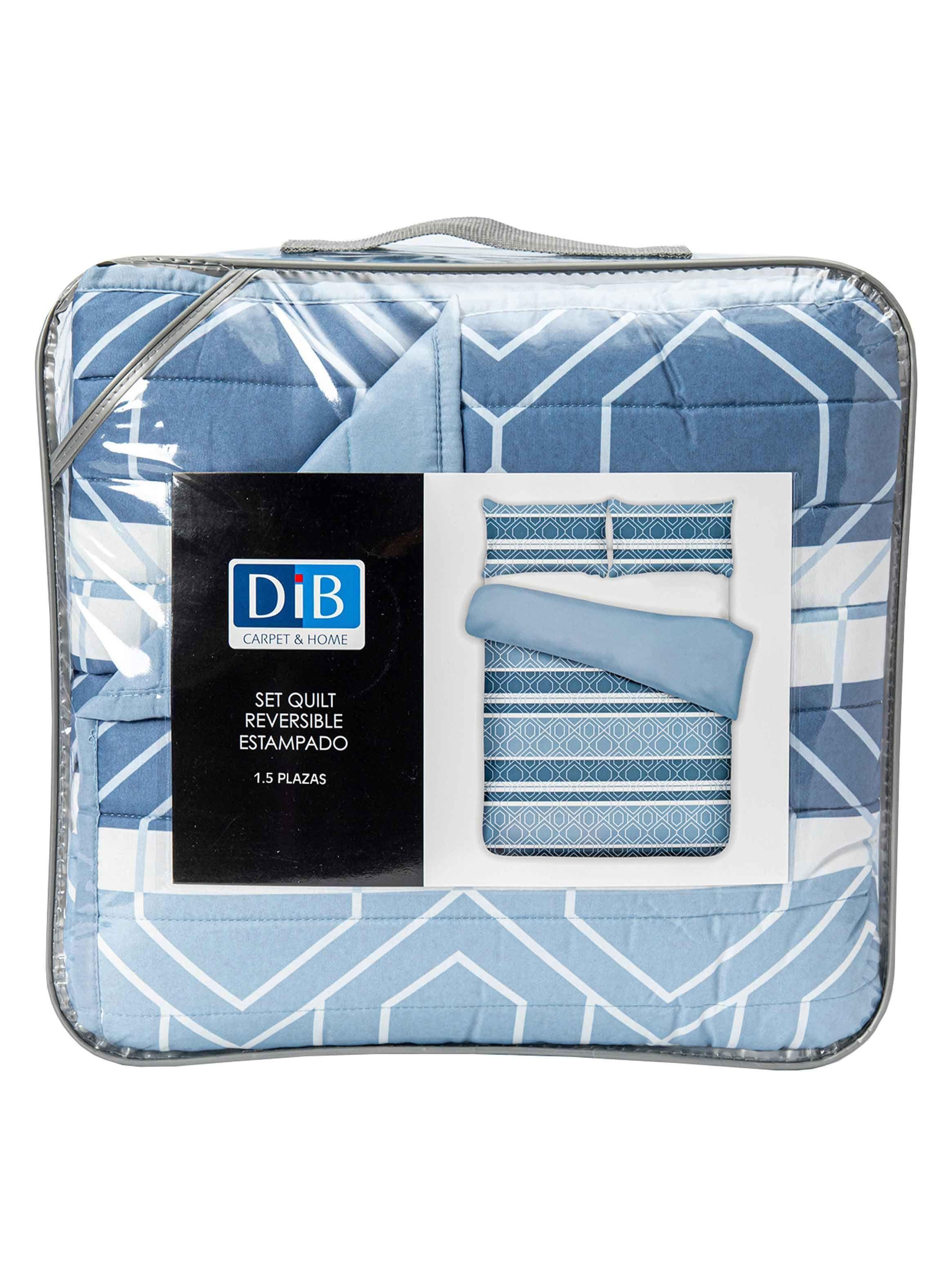Quilt Reversible Estam 1.5P Rayas Azul-4