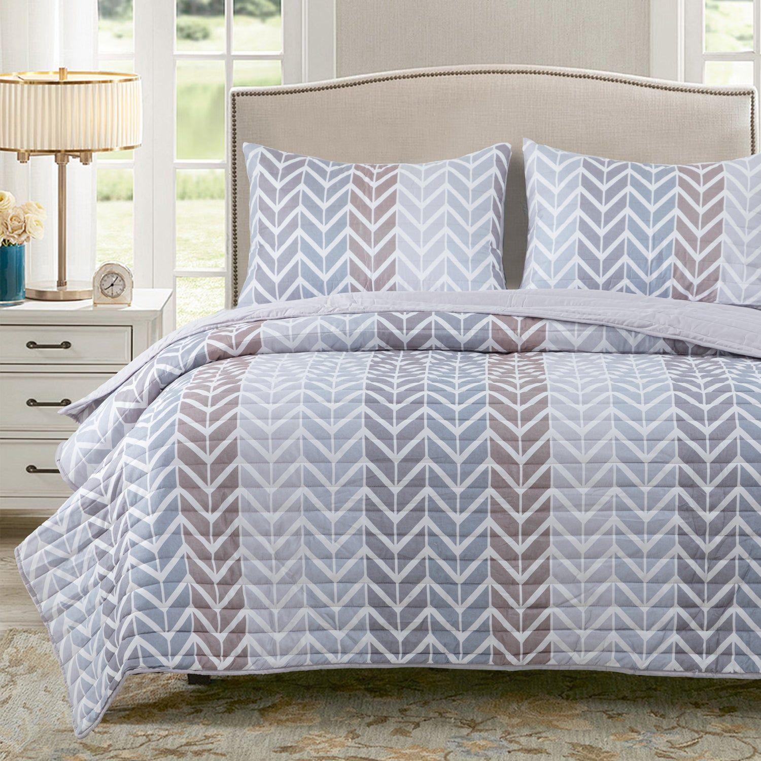 Quilt Reversible Estam 2P Zigzag Beige-0