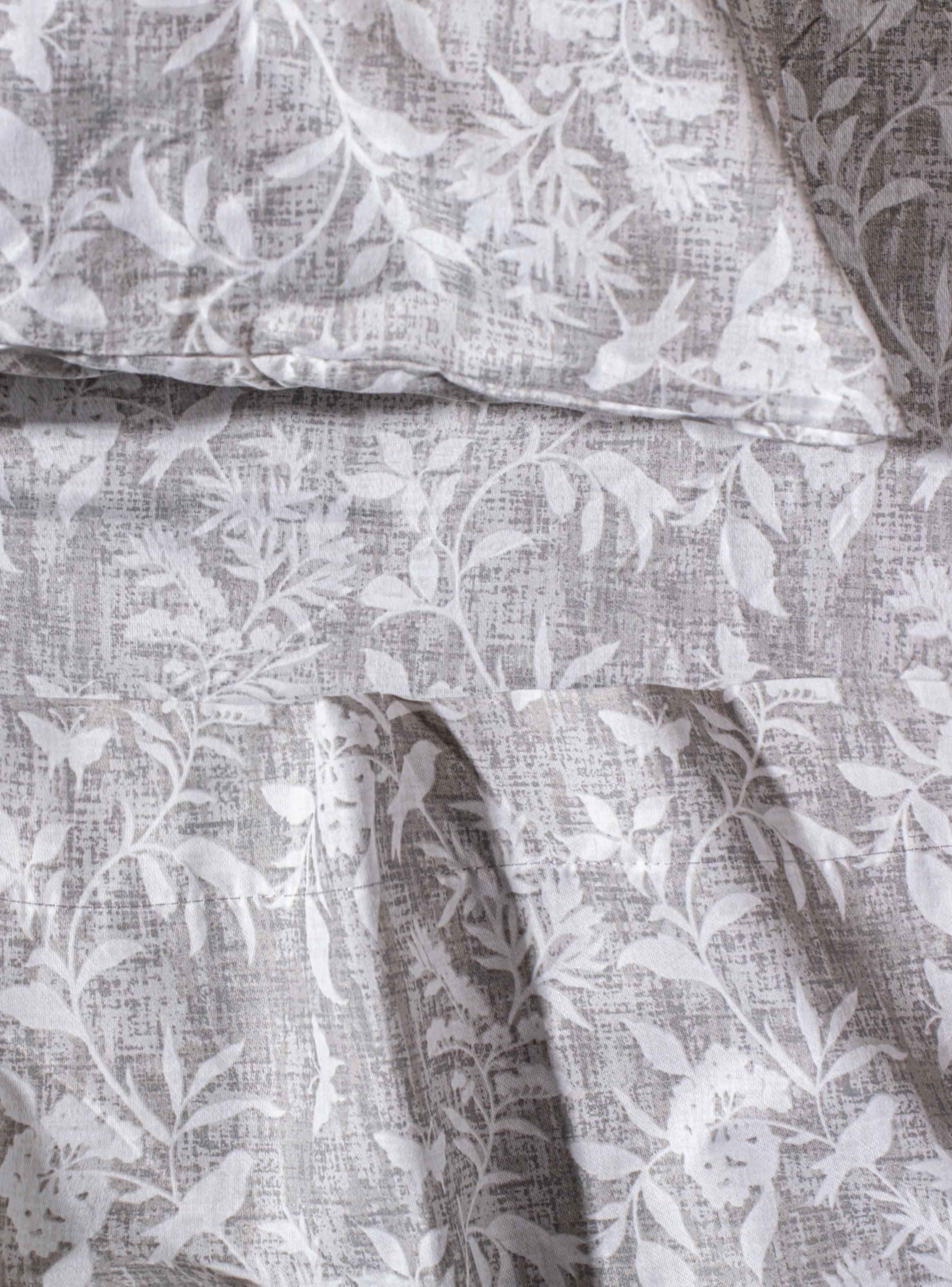 Pack 2 Sabanas Estampadas 1.5P Flores Gris-1