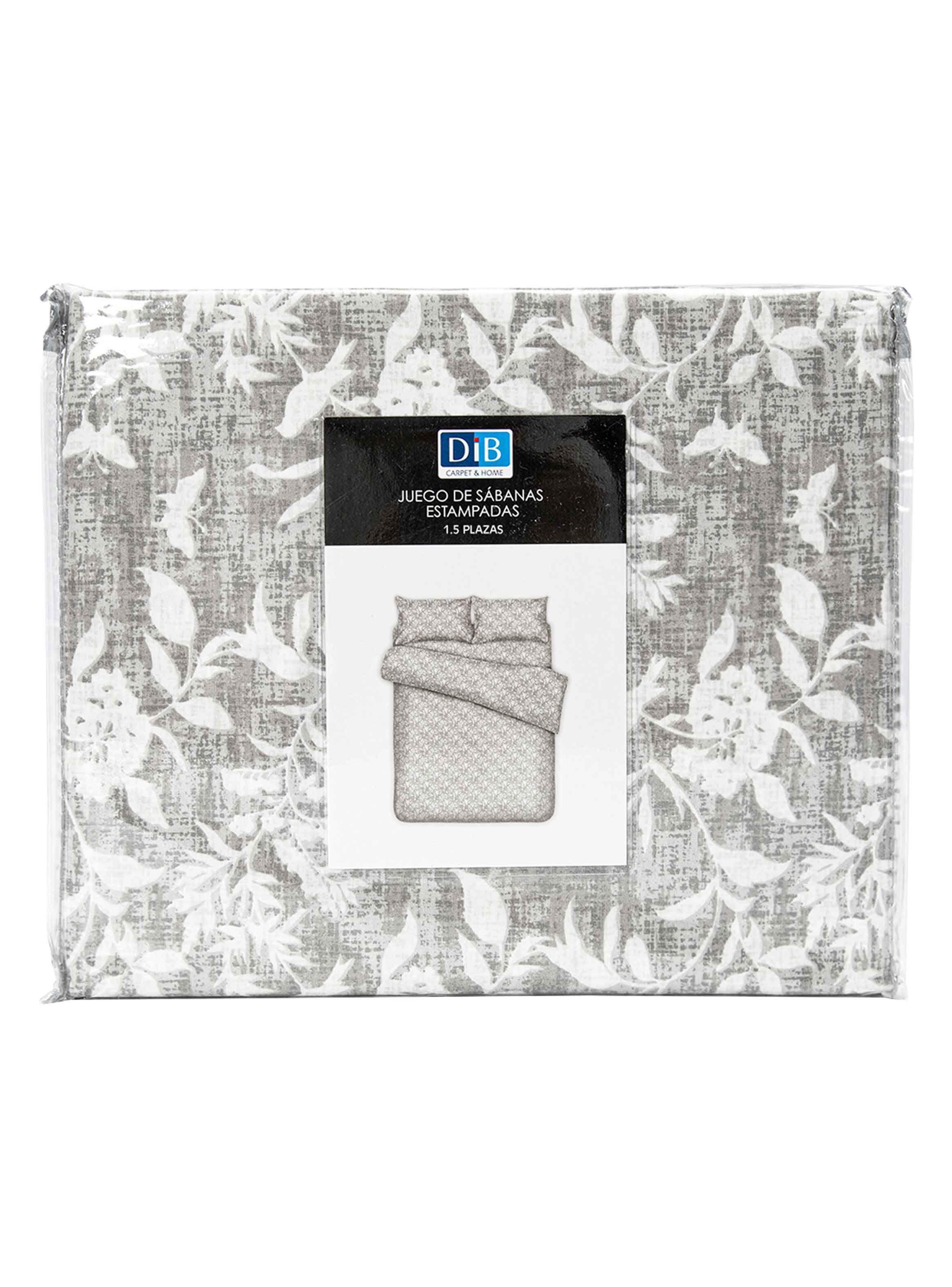 Pack 2 Sabanas Estampadas 1.5P Flores Gris-3