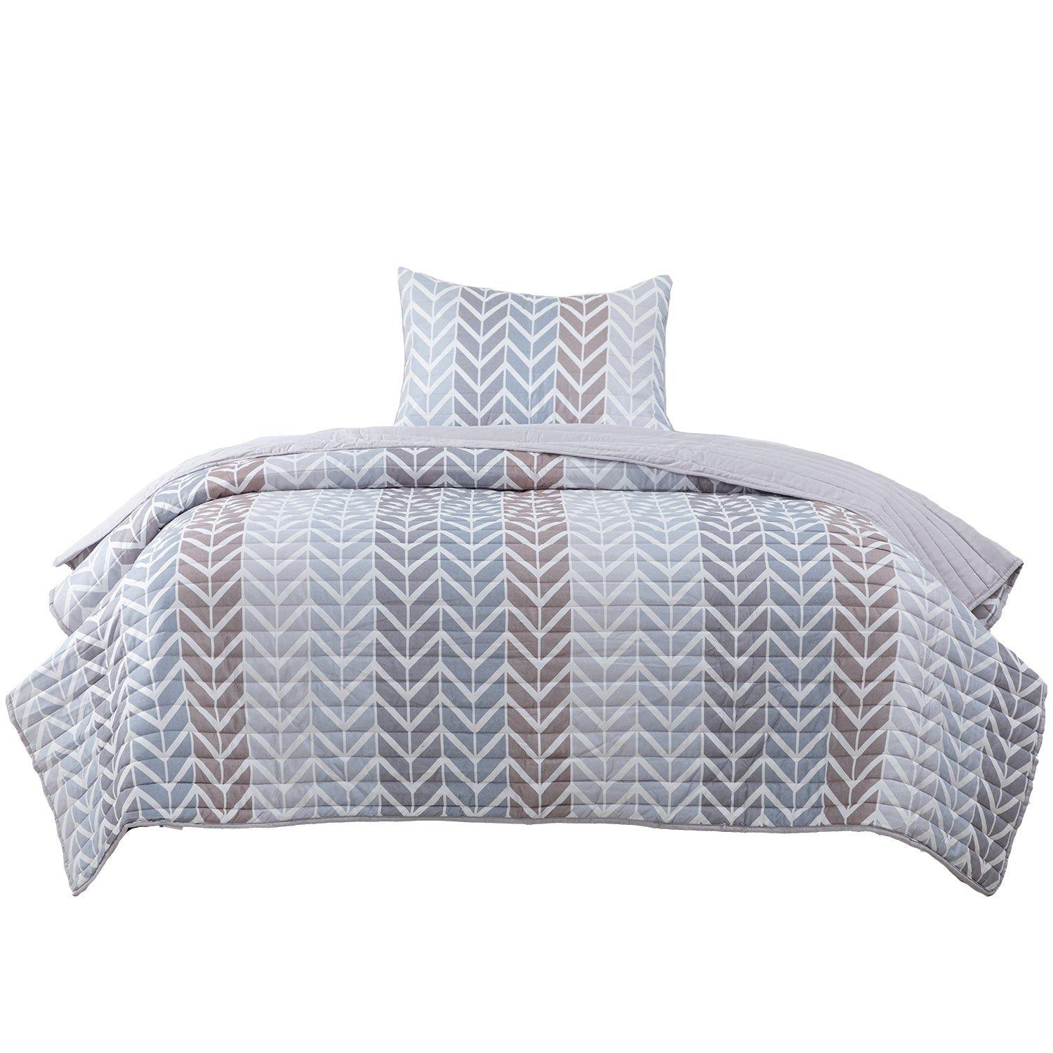 Quilt Reversible Estam 1.5P Zigzag Beige-2