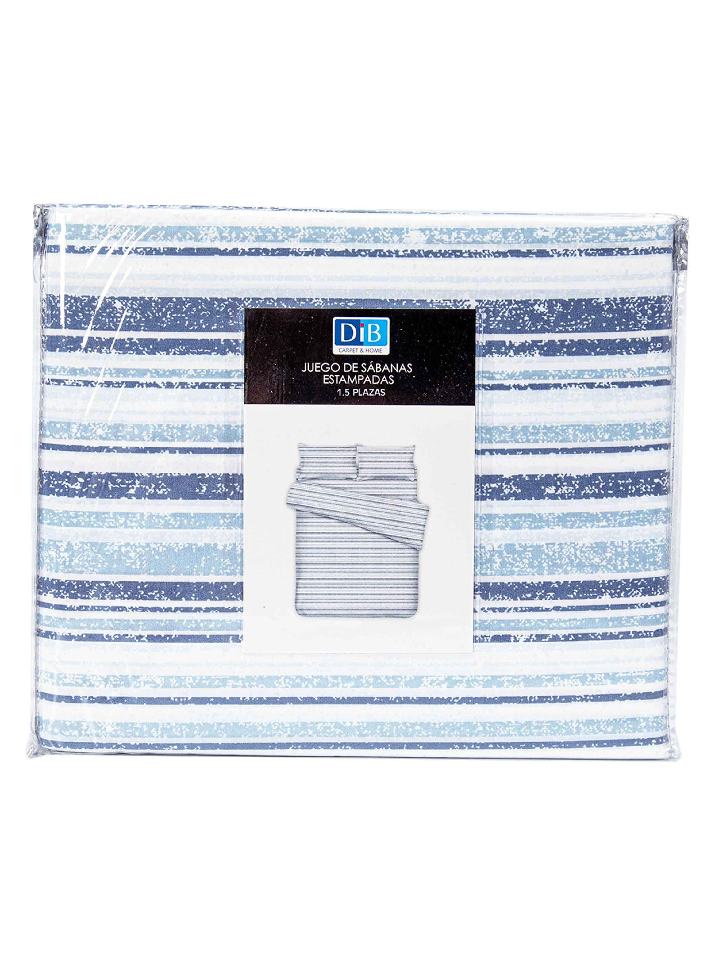 Pack 2 Sabanas Estampadas 1.5P Líneas Azul-3