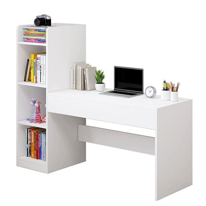 Escritorio Blanco Moderno Con Librero-0