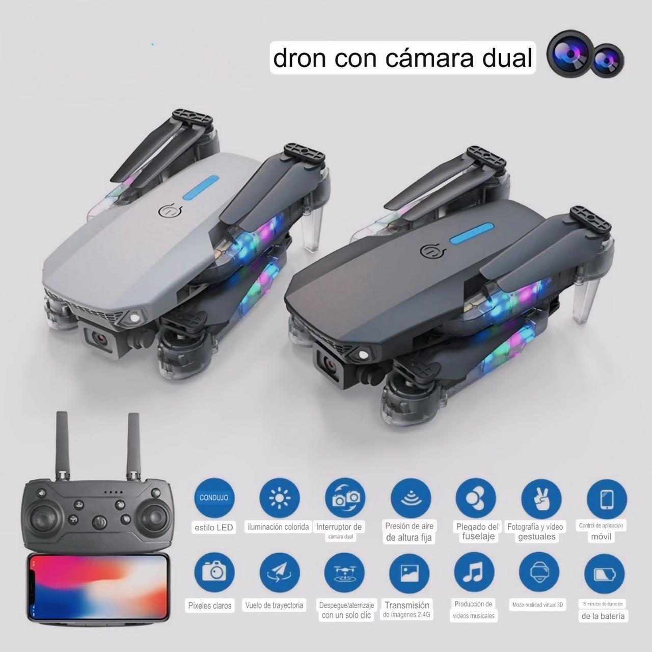 Dron Led Doble Cámara Wifi Plegable Fvp Fotos y Videos Aéreos-5