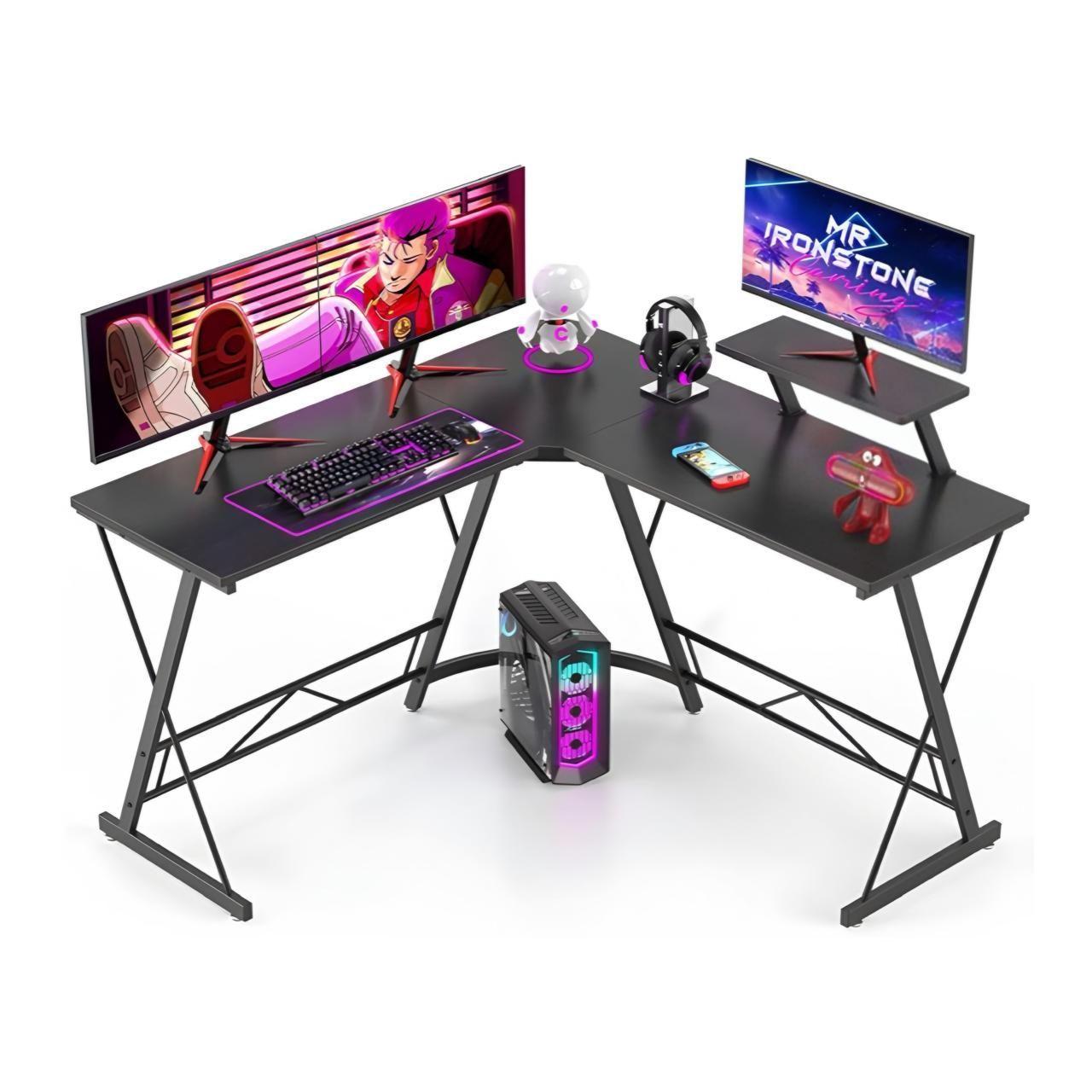 Escritorio Gamer en L con Soporte de Monitor y Estructura Met lica-0
