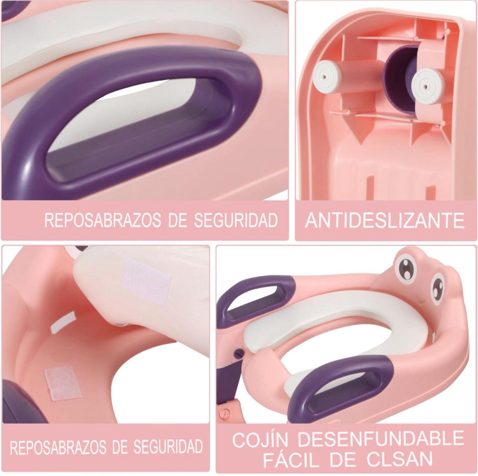 Baño De Entrenamiento Asiento Escalera Plegable Para Niños Pink-3