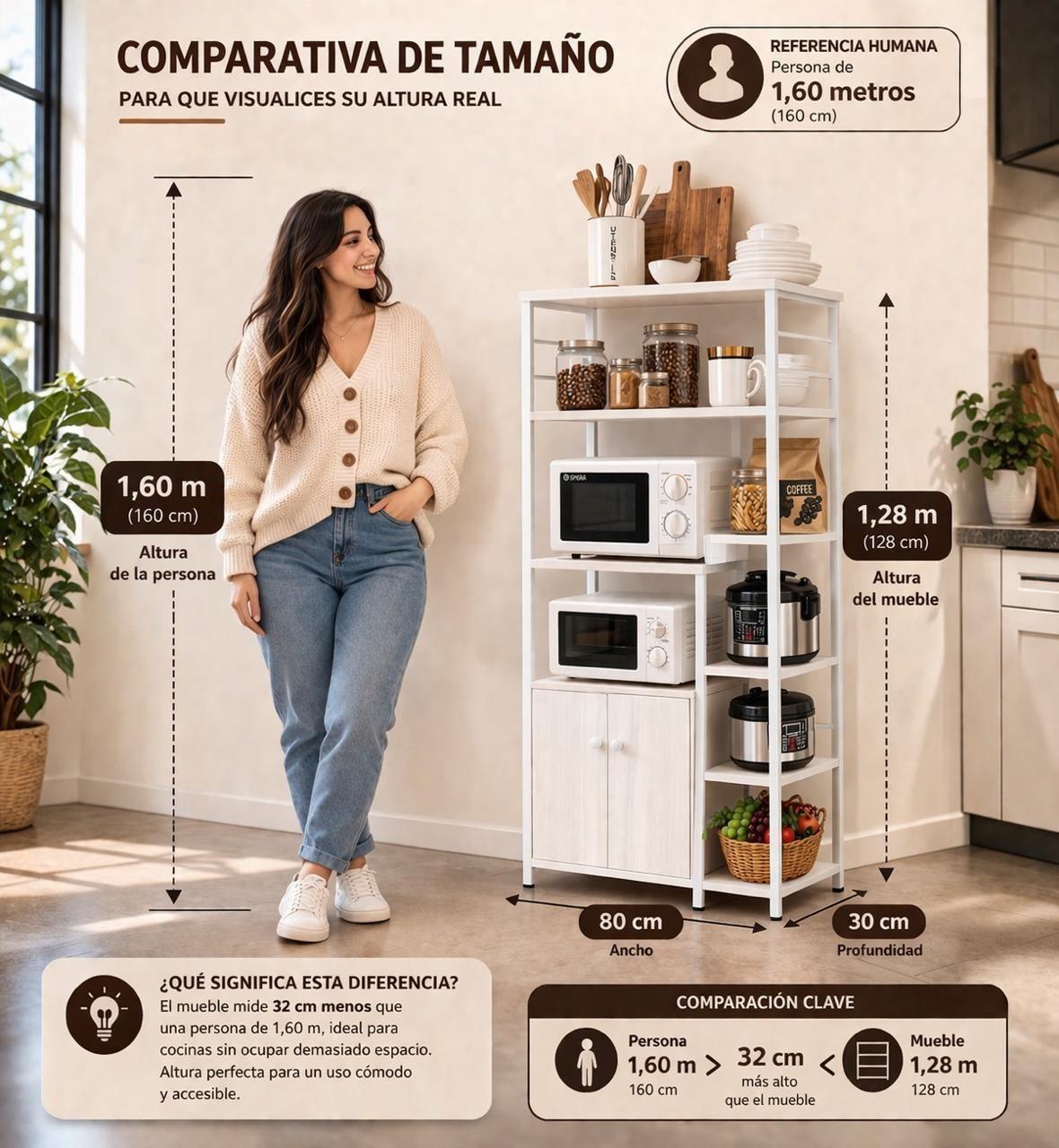 Mueble Organizador de Cocina Estantes Gabinete 4 Niveles Estante Cocina Multifuncional 80x30x12-4