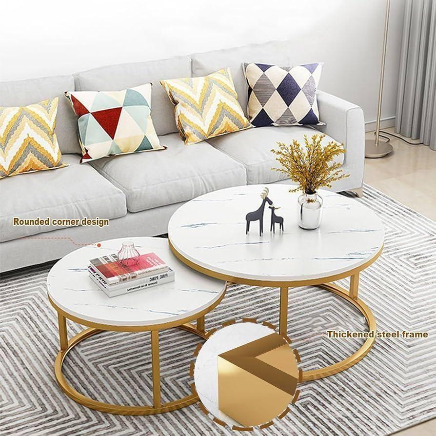 Set de Mesas de Centro Modernas y Elegantes Con Acabado Tipo Marmol-7