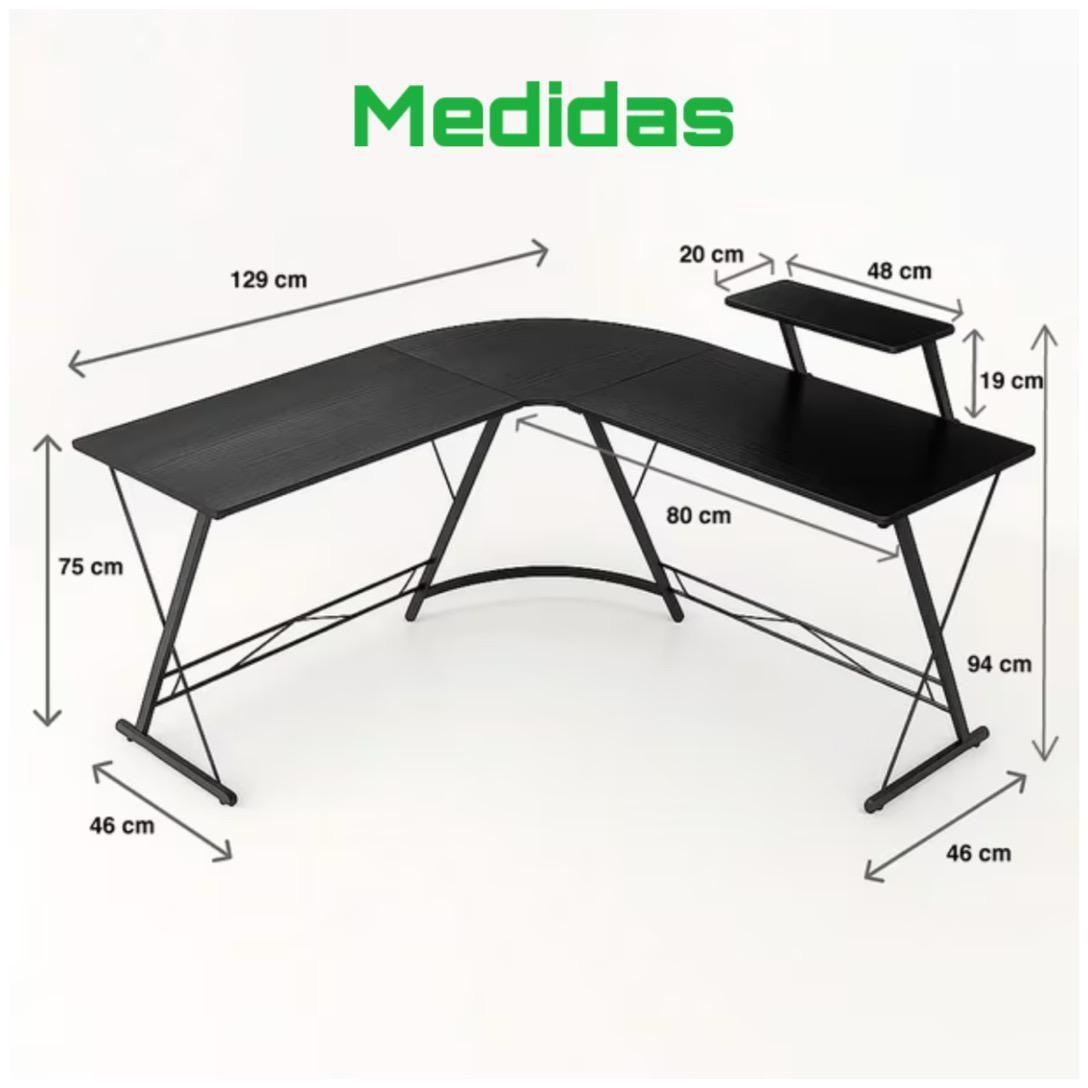Escritorio en L Reversible Con Soporte de Monitor y Estructura Met lica-6