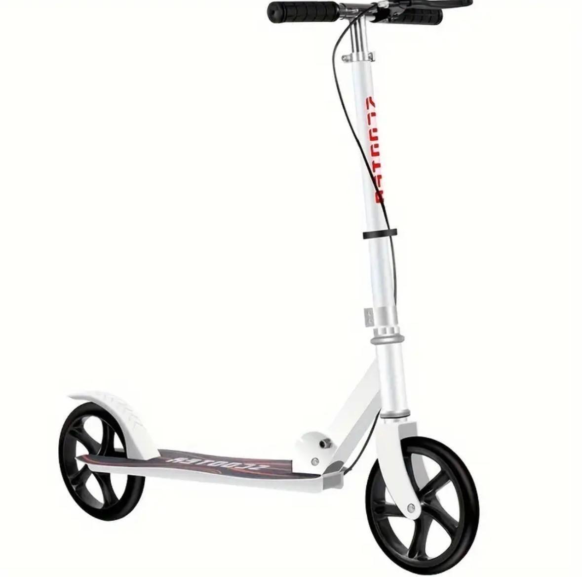 Scooter Patineta Blanca Plegable con Doble Freno-0