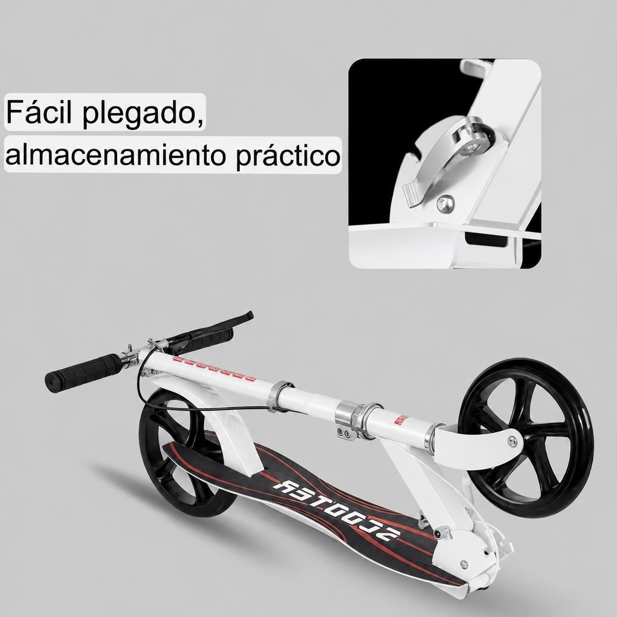 Scooter Patineta Blanca Plegable con Doble Freno-3