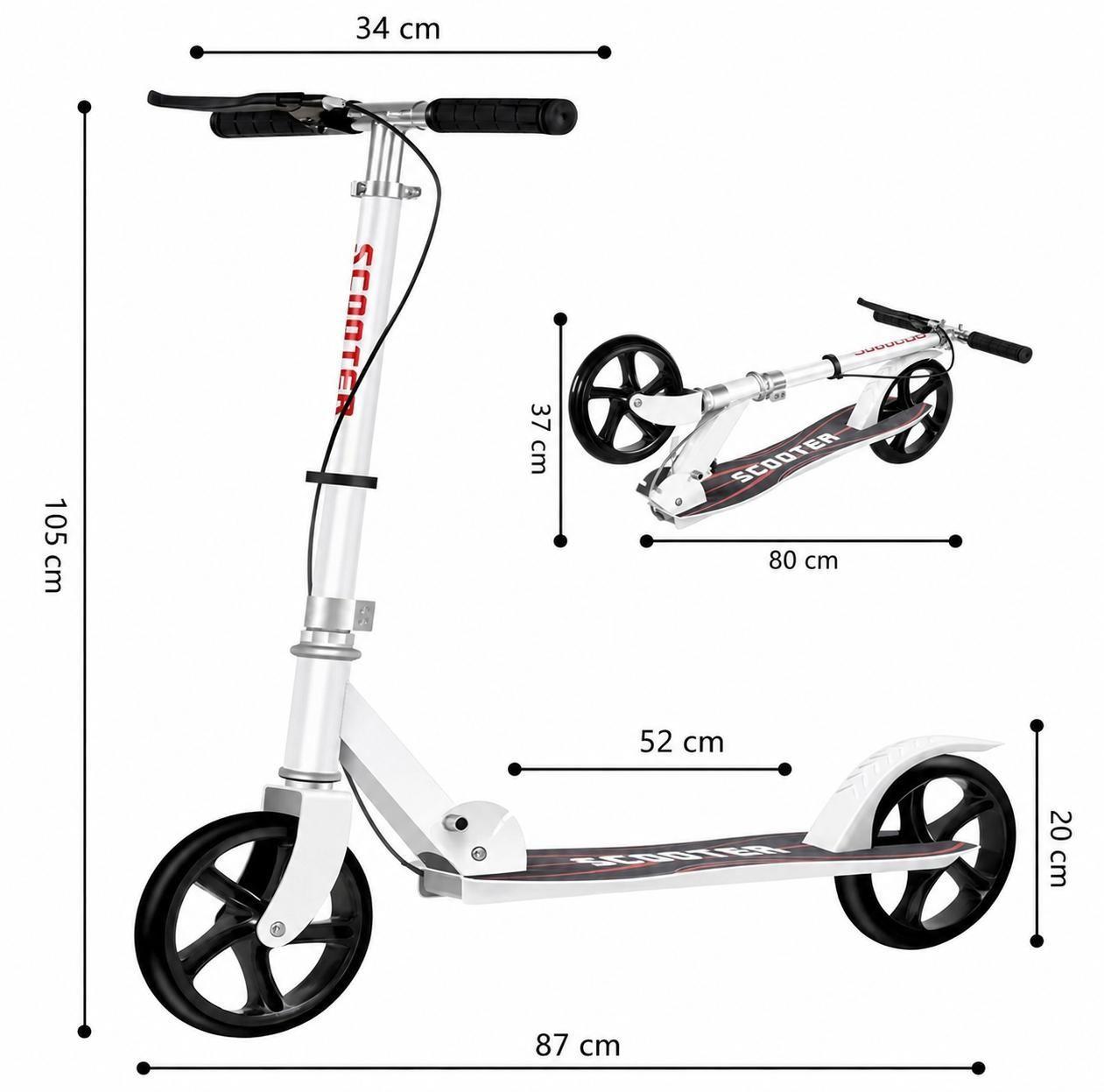 Scooter Patineta Blanca Plegable con Doble Freno-5