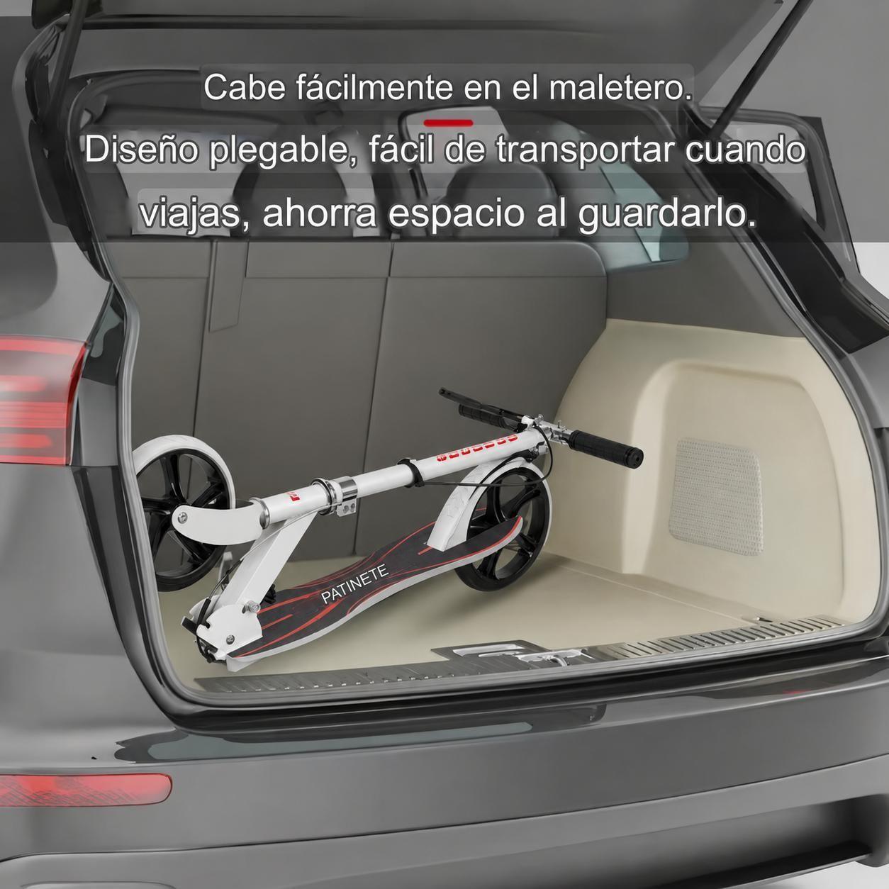 Scooter Patineta Blanca Plegable con Doble Freno-6