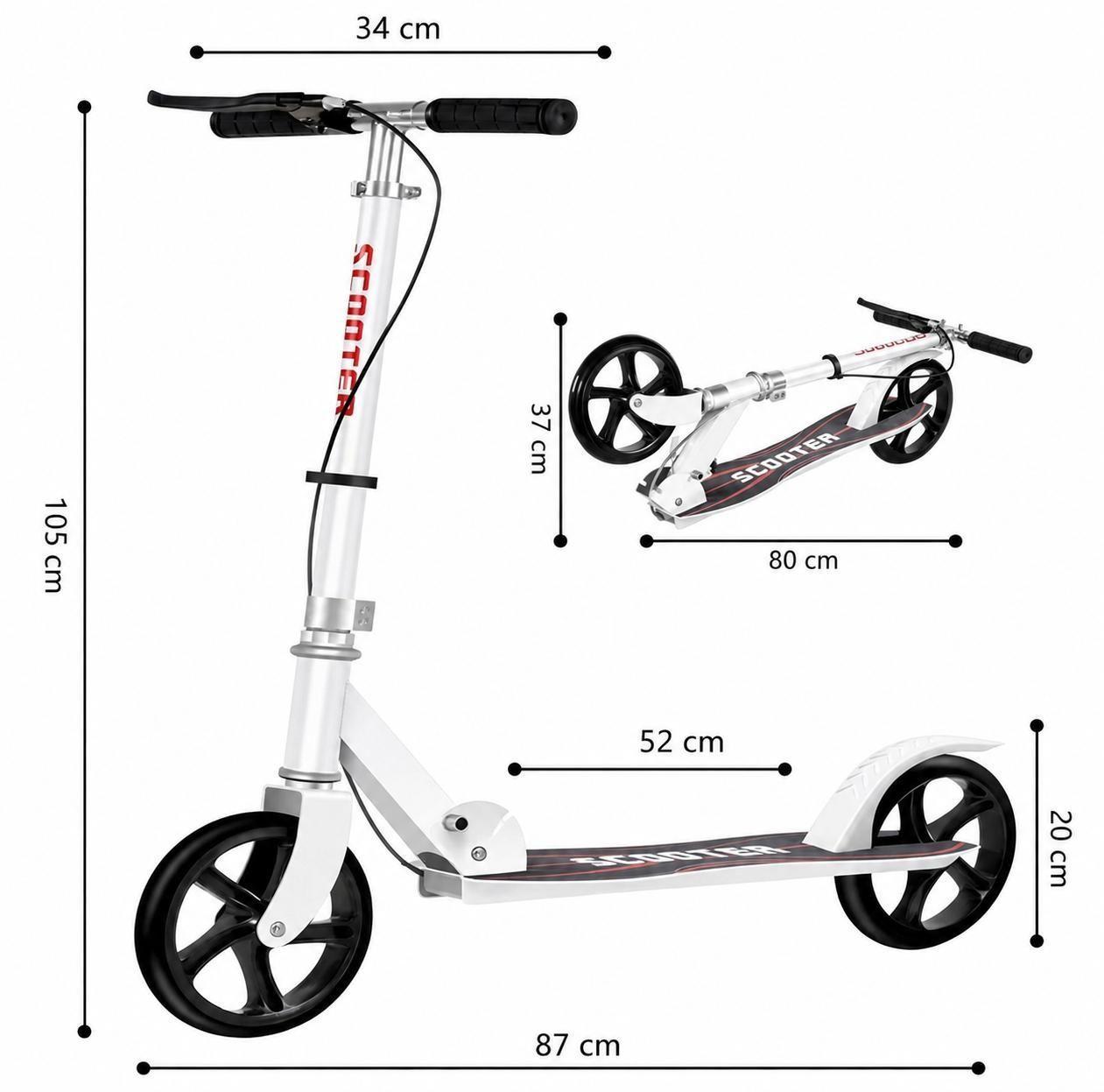 Scooter Patineta Blanca Plegable con Doble Freno-5