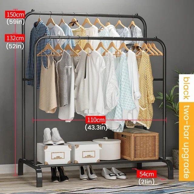 Perchero Doble Organizador de Ropa Resistente Hasta 35 Kilos Negro-6