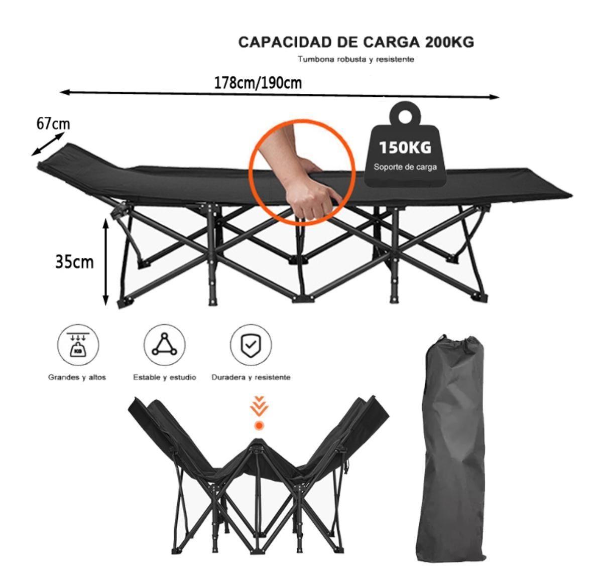 Cama de Camping Plegable Catre de Campaña Con Bolso-2