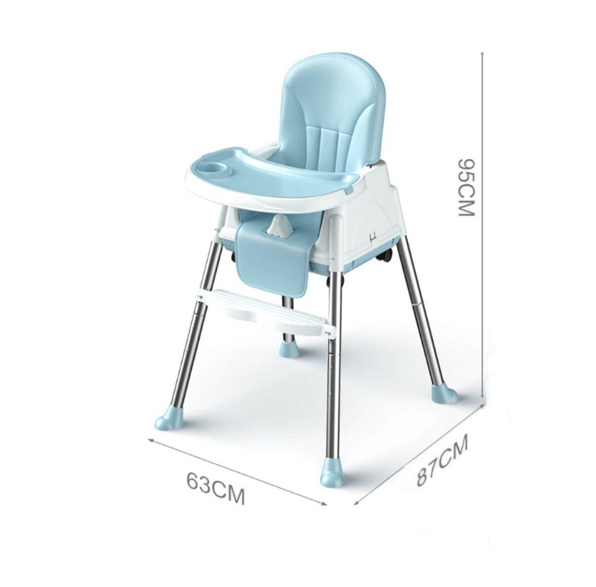 Silla De Comer Para Bebés Azul Portátil Con Ruedas-5