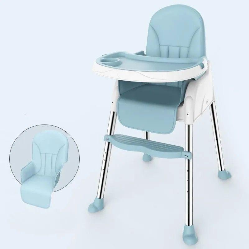 Silla De Comer Para Bebés Azul Portátil Con Ruedas-6