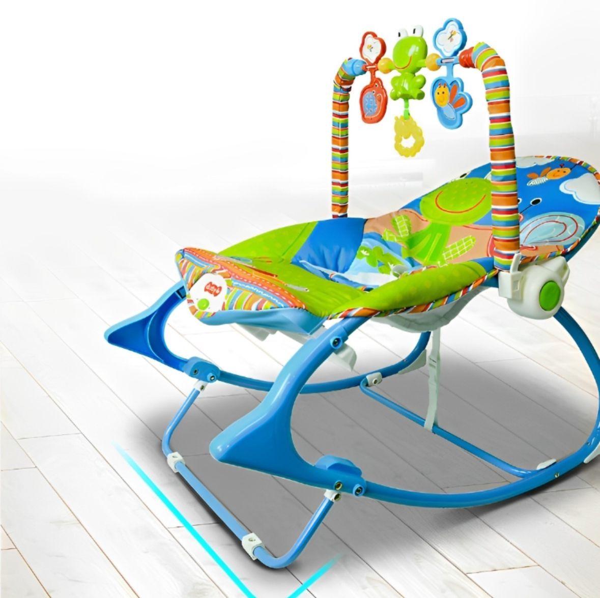 Silla Mecedora Musical Con Vibración Para Bebe Azul-6