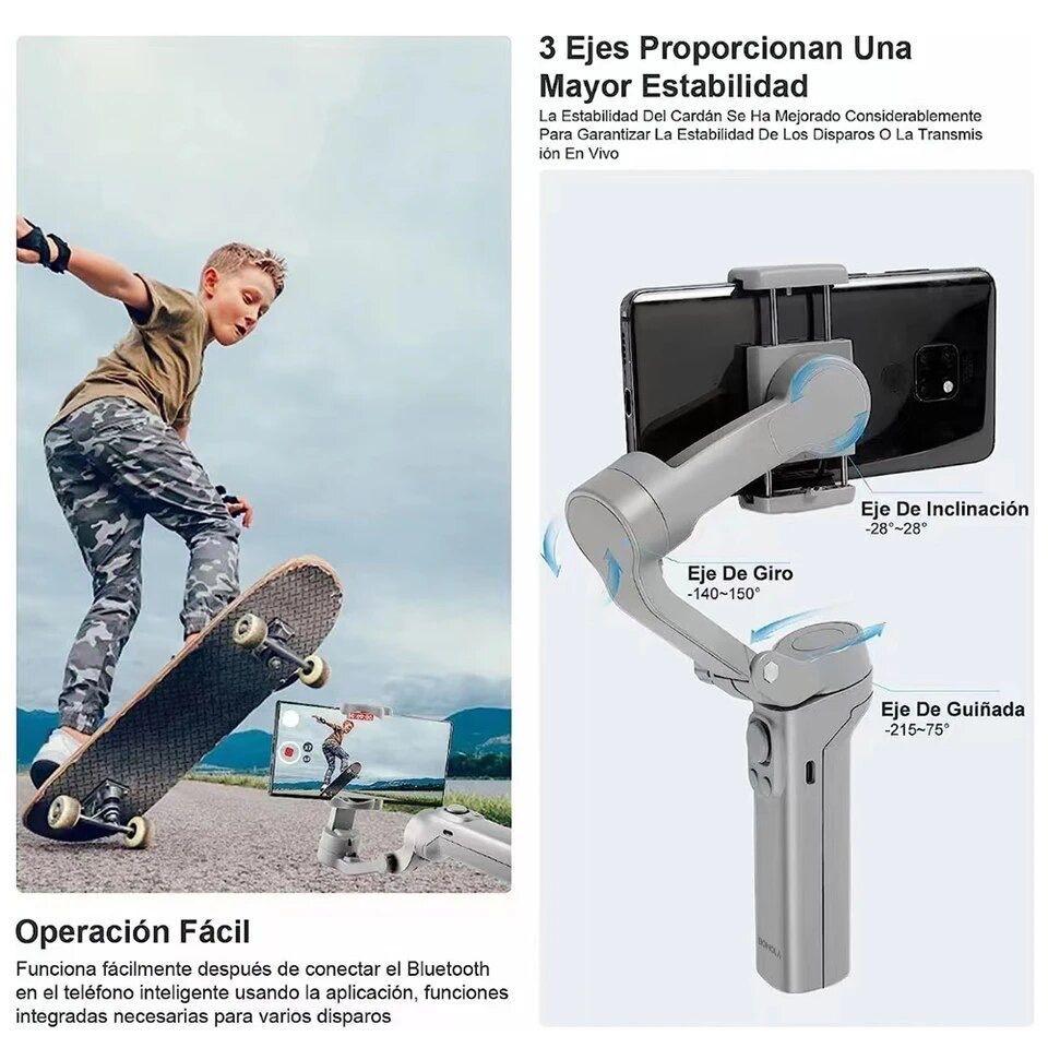 Estabilizador Celular Cámara de Acción Plegable 3 Ejes Gimbal Trípode-4