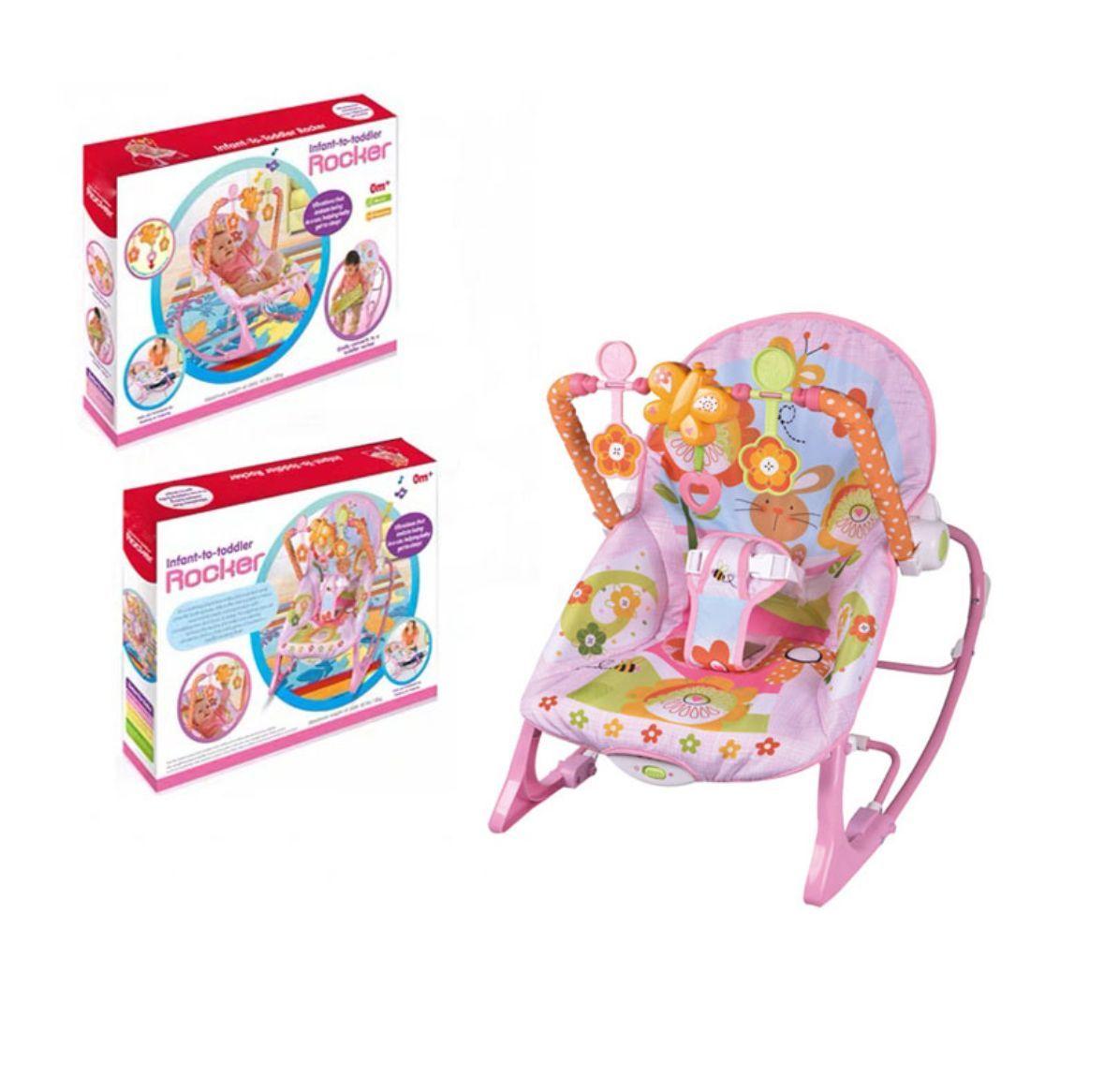 Silla Mecedora Musical Con Vibración Para Bebe Rosada-2