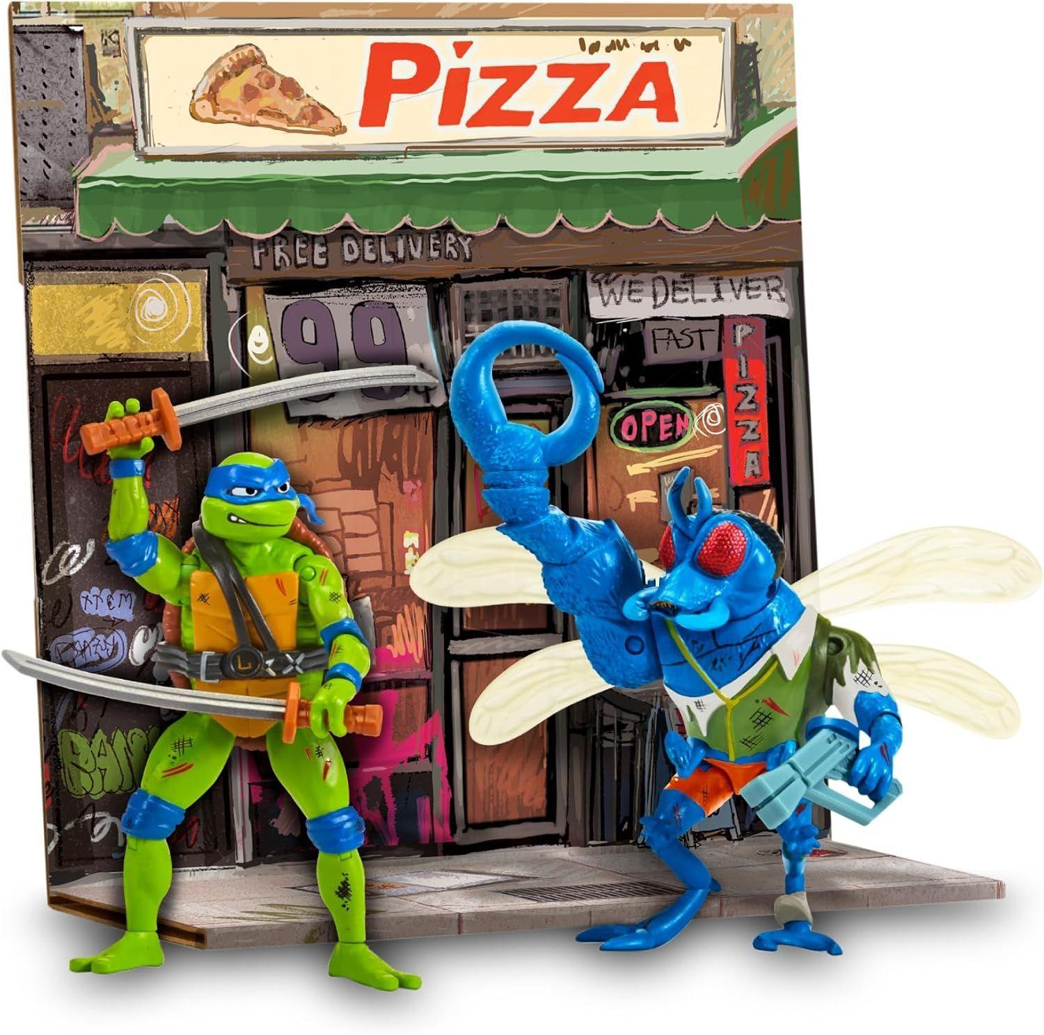 Las Tortugas Ninja Pack 2 Figuras Leonardo Vs Superfly 10 cm-3