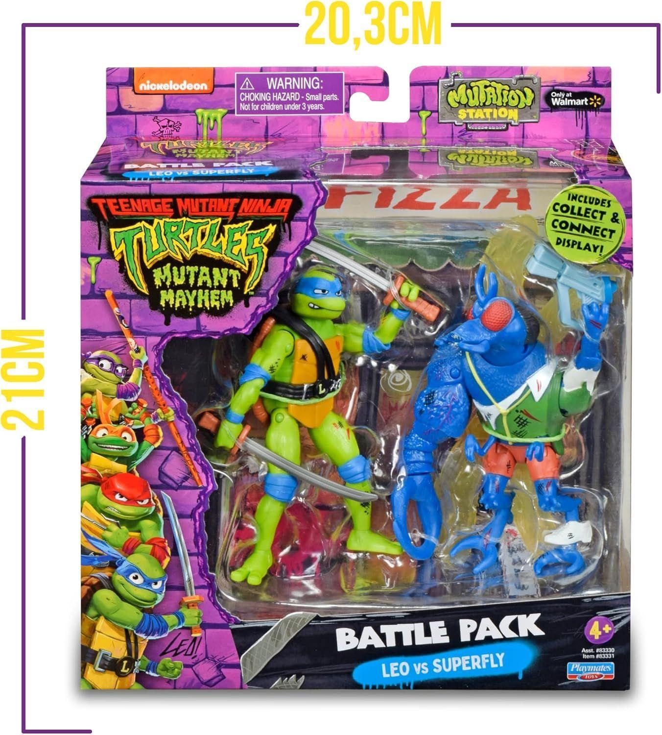 Las Tortugas Ninja Pack 2 Figuras Leonardo Vs Superfly 10 cm-6