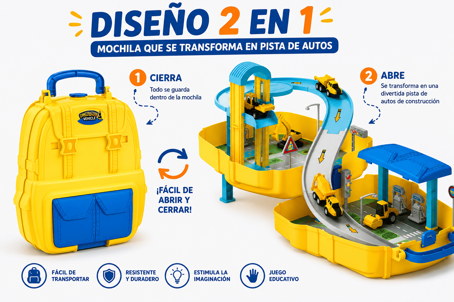 Mochila con Pista de Autos Construcci n 37 Piezas con Ascensor y Rampas-5