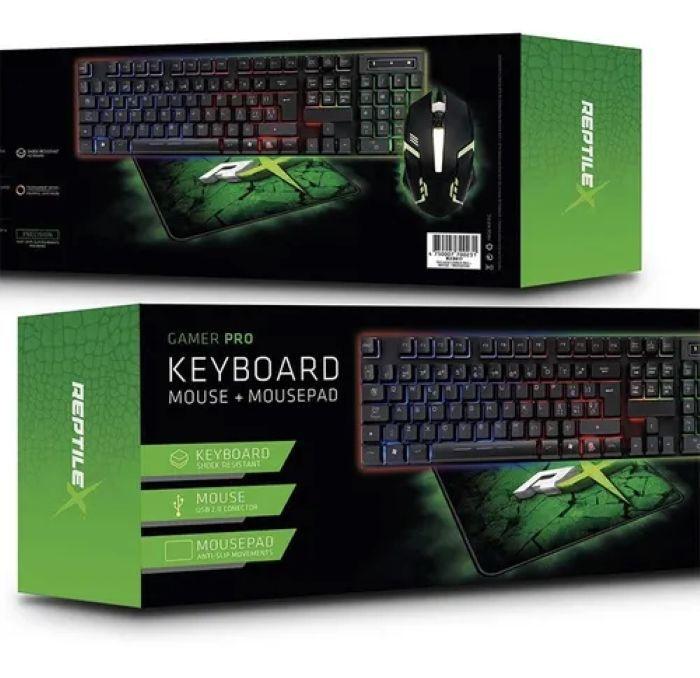 Kit Gamer 3 en 1 Teclado Mouse y Pad ReptileX Led-3