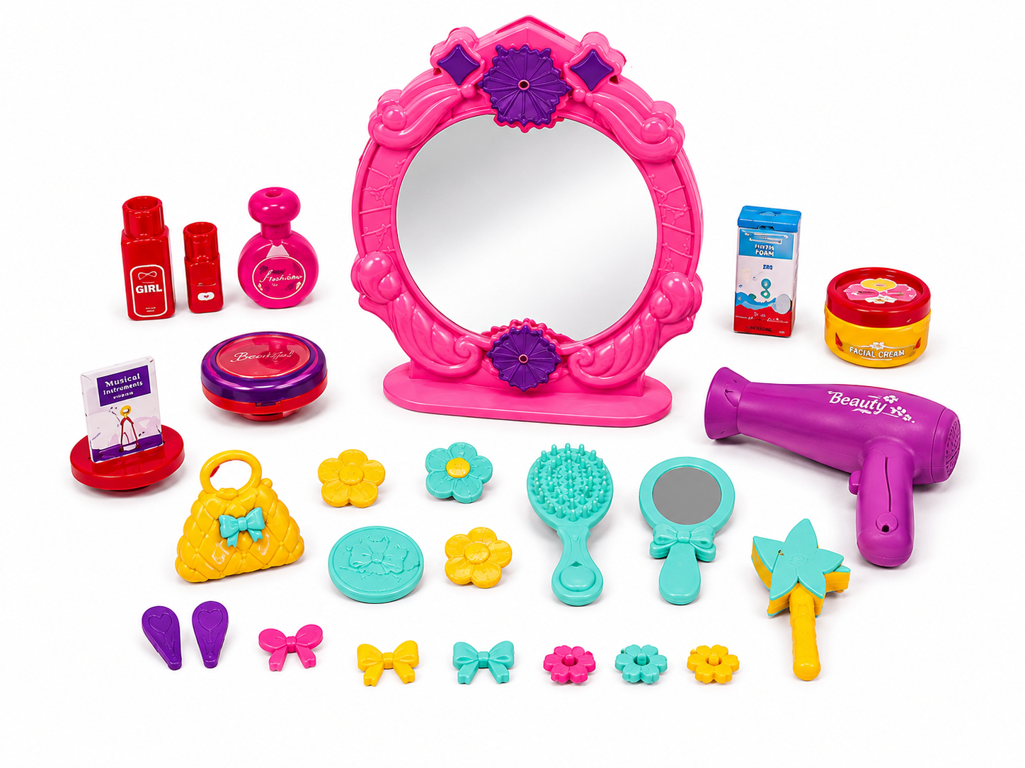 Tocador Infantil de Belleza 2 en 1 con Espejo Sonido-4