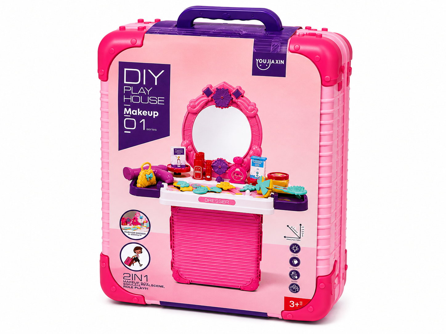 Tocador Infantil de Belleza 2 en 1 con Espejo Sonido-5