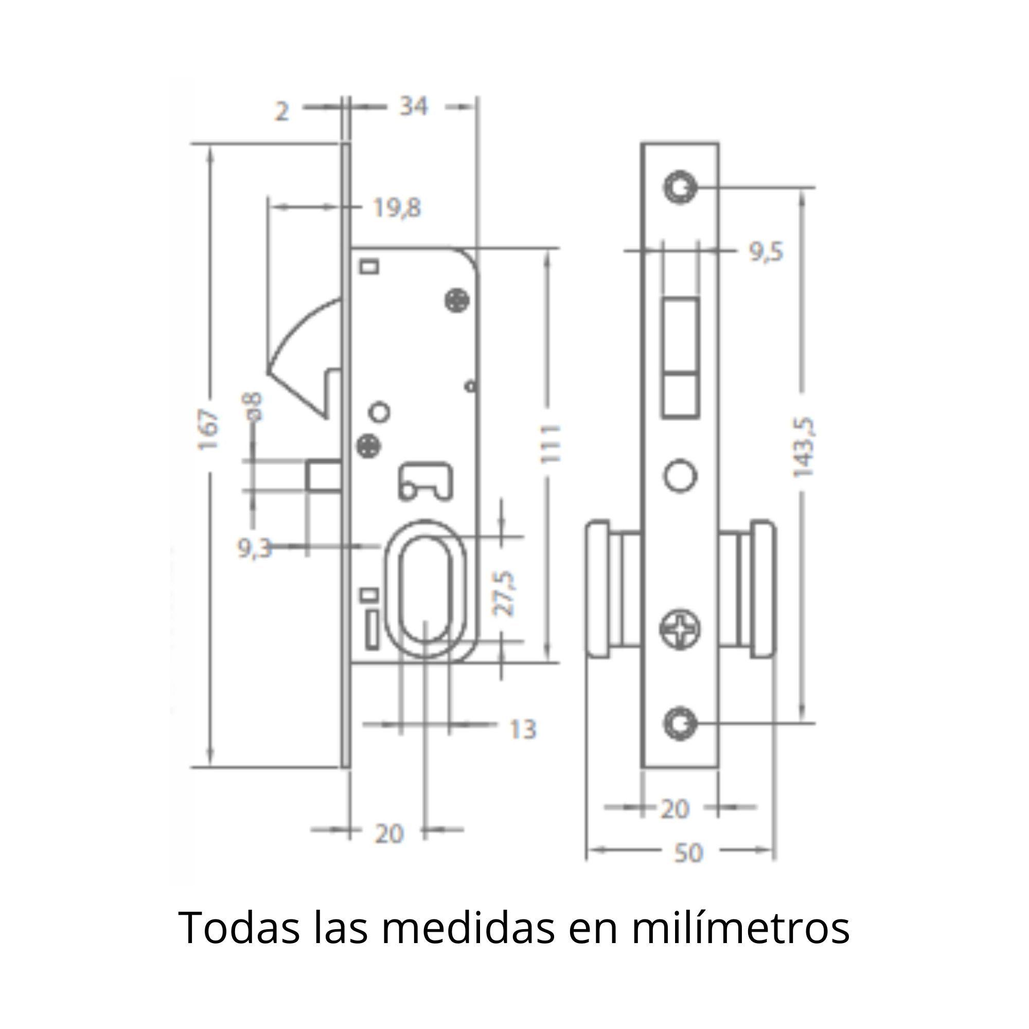 Cerradura Embutida POLI Puerta Corredera Negra-4