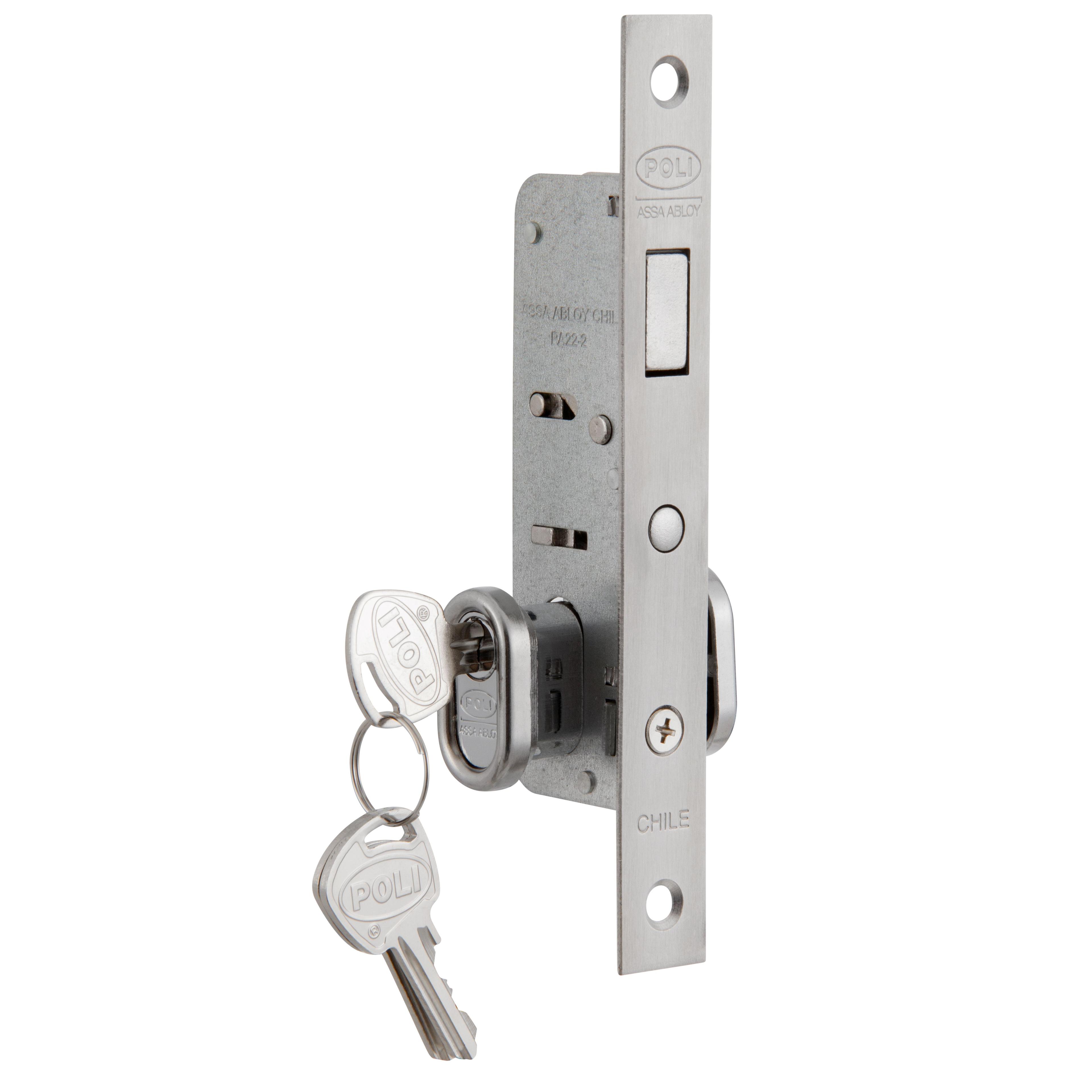 Cerradura Embutida POLI Puerta Corredera Cromado-3