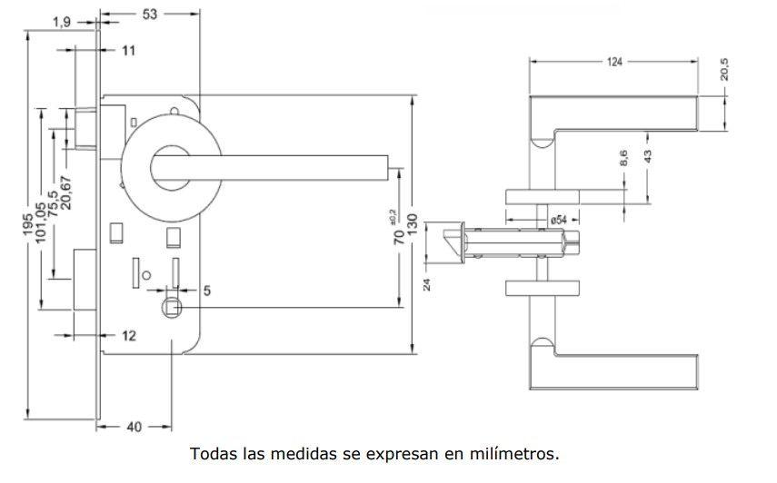 Cerradura Embutida Yale Milano B40 Oficina Dormitorio-3