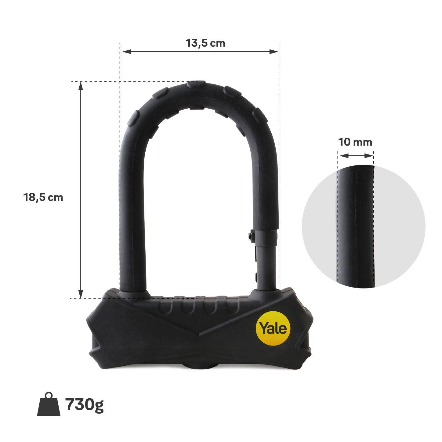 Candado Yale Bicicleta U-Lock 18,5cm Negro-4